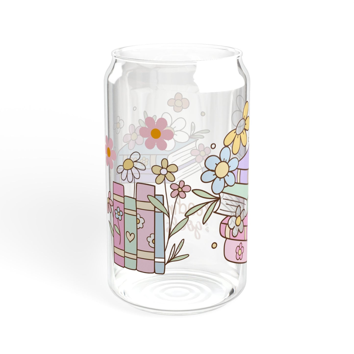 Floral Chapters 16oz Sipper Glass for Book Lovers Stylish | Eco-Friendly | Gift-Ready | Perfect for Cozy Moments