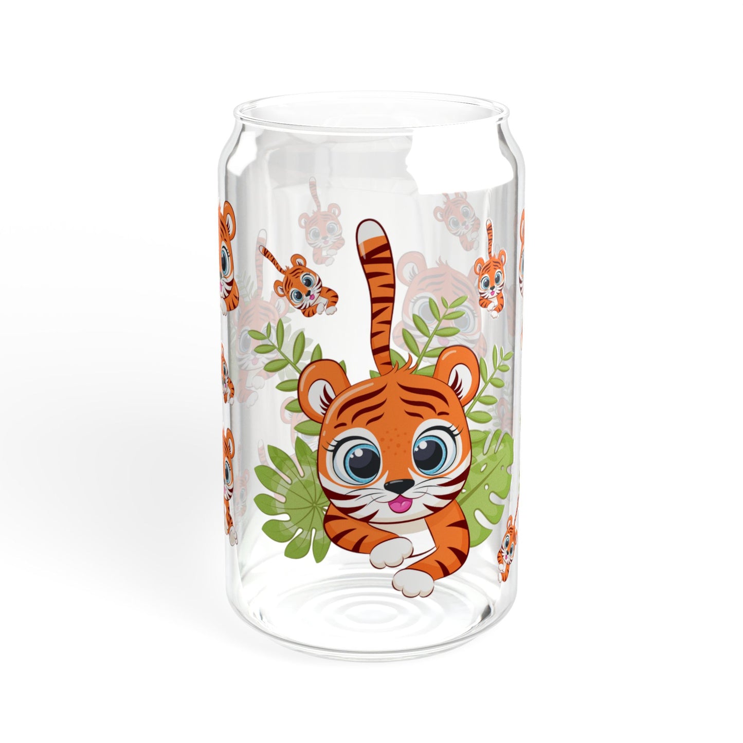 Tiger Tumbler Cute 16oz Sipper Glass Playful | Eco-Friendly | Kid-Friendly | Perfect for Animal Lovers