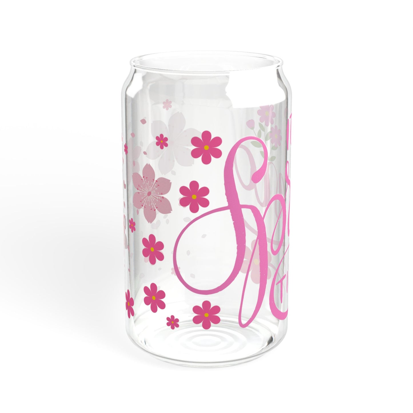 Blush Bloom 16oz Pink Floral Sipper Glass Elegant | Reusable | Gift-Ready | Perfect for Her