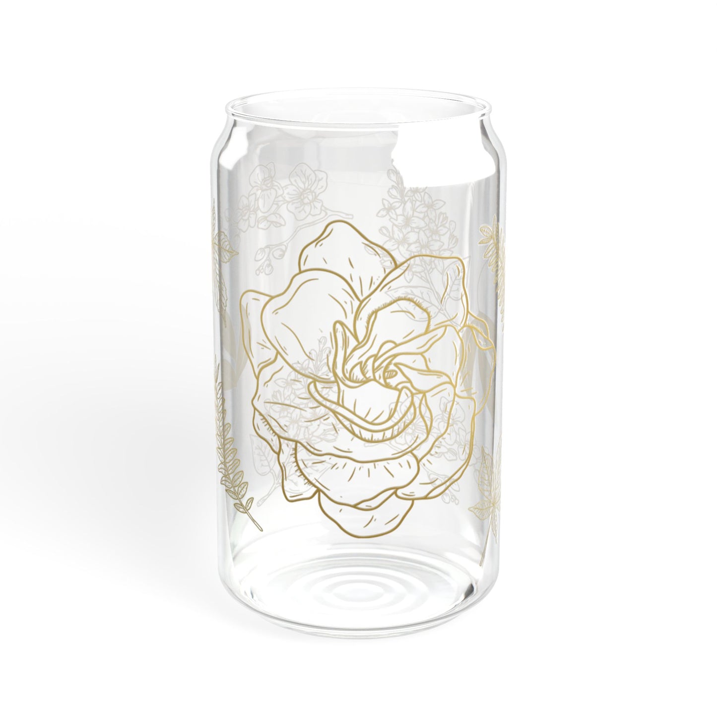 Elegant Gold Bloom 16oz Sipper Glass Luxury | Eco-Friendly | Gift-Ready | Perfect for Special Occasions