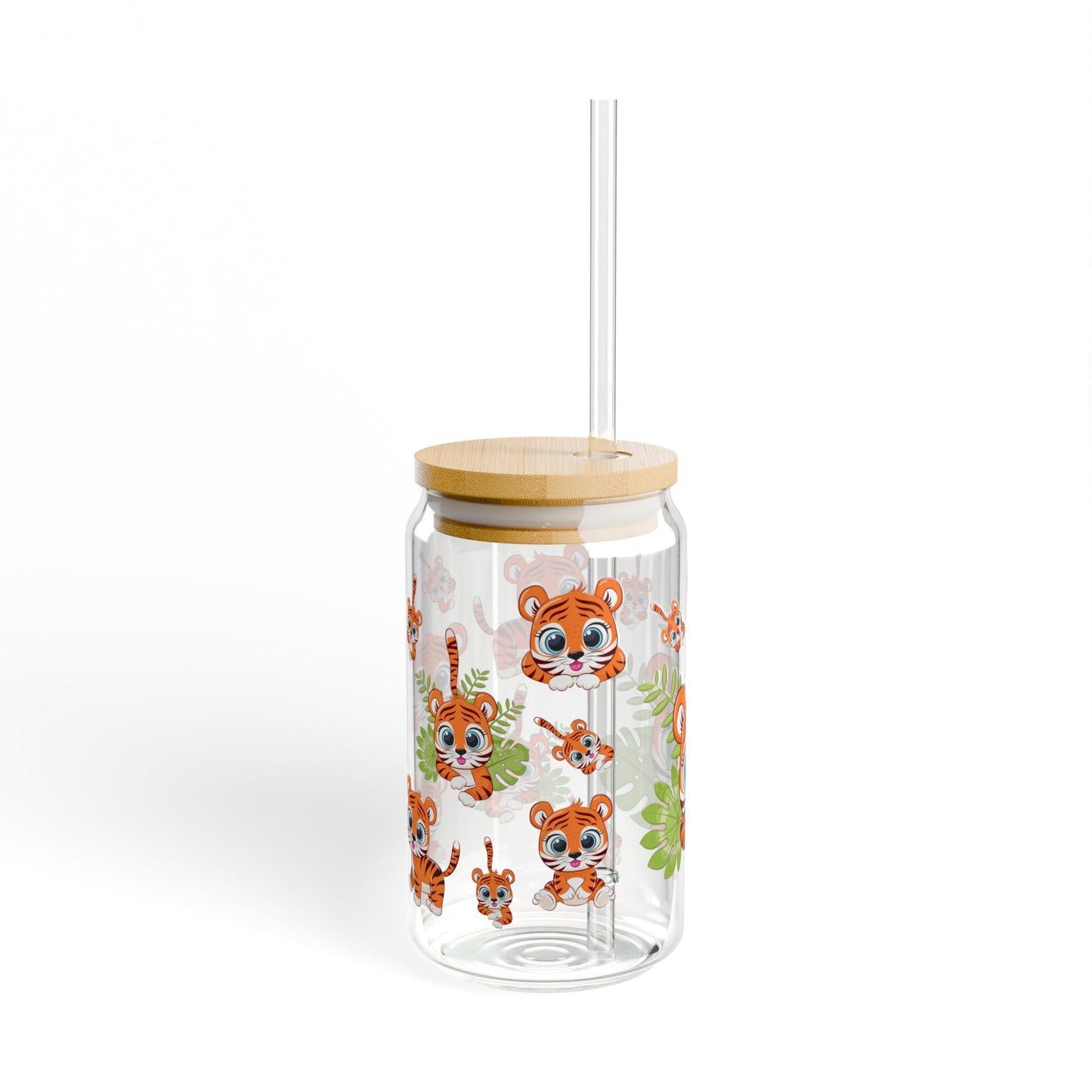 Tiger Tumbler Cute 16oz Sipper Glass Playful | Eco-Friendly | Kid-Friendly | Perfect for Animal Lovers