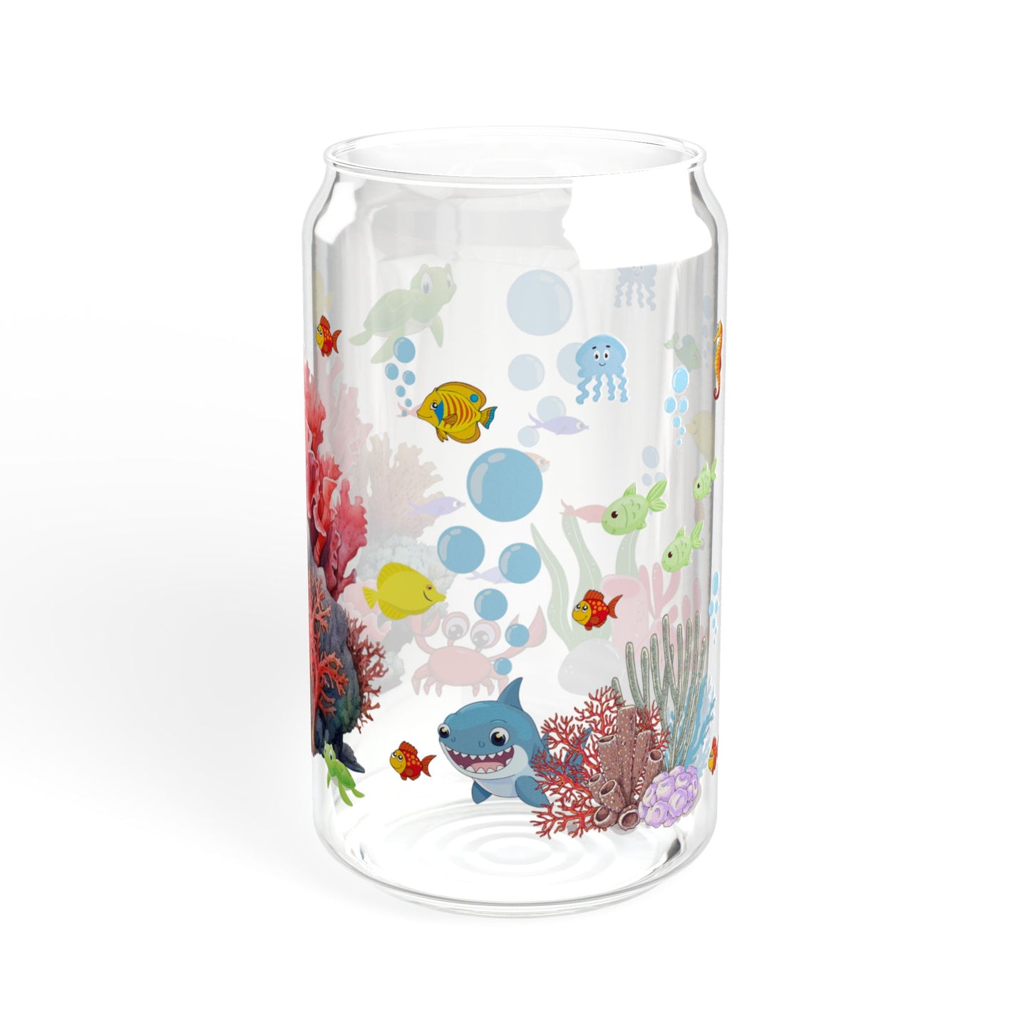 Ocean Sips 16oz Sipper Glass with Colorful Fish Design Refreshing | Durable | Eco-Friendly | Inspired by the Sea