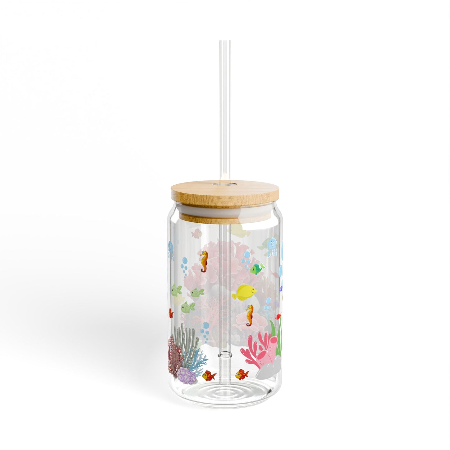 Ocean Sips 16oz Sipper Glass with Colorful Fish Design Refreshing | Durable | Eco-Friendly | Inspired by the Sea