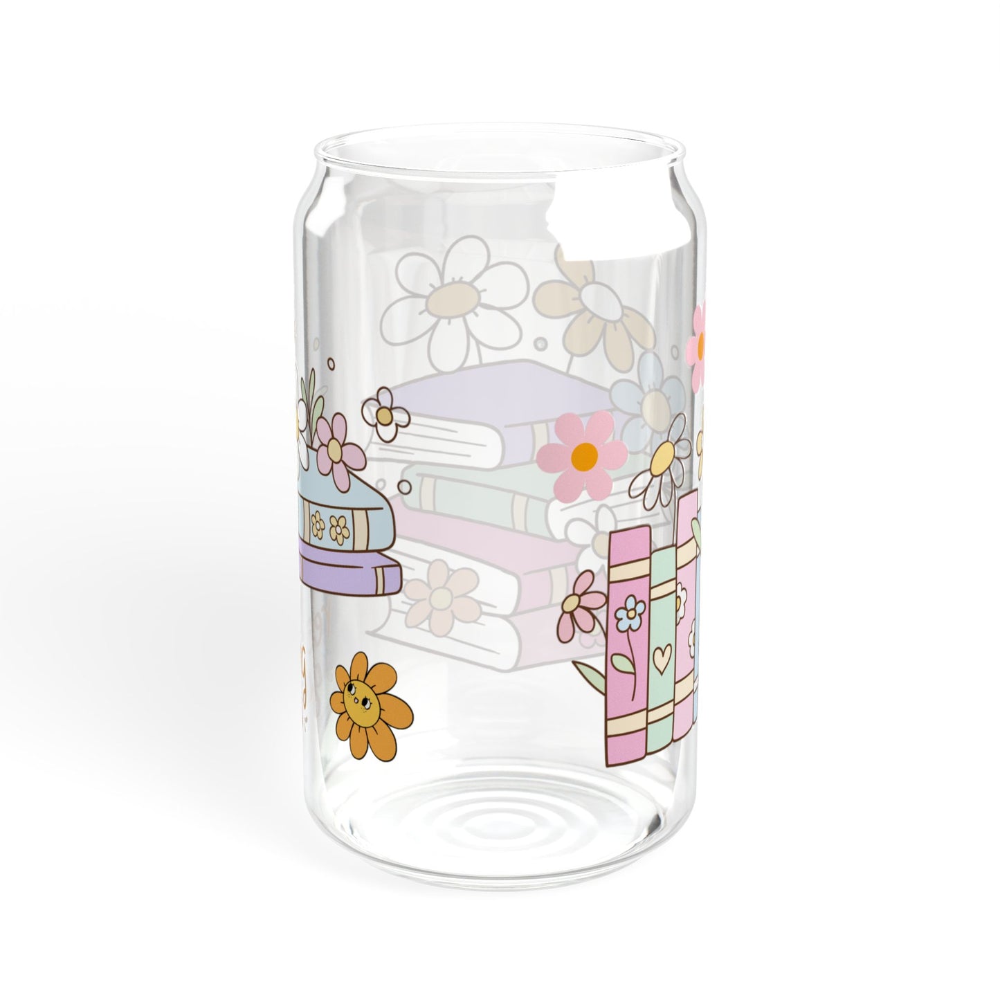 Floral Chapters 16oz Sipper Glass for Book Lovers Stylish | Eco-Friendly | Gift-Ready | Perfect for Cozy Moments