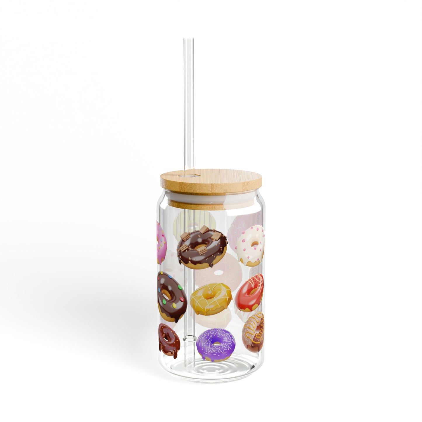 Sweet Sip 16oz Donut-Themed Sipper Glass Fun | Colorful | Reusable | Perfect for Donut Lovers