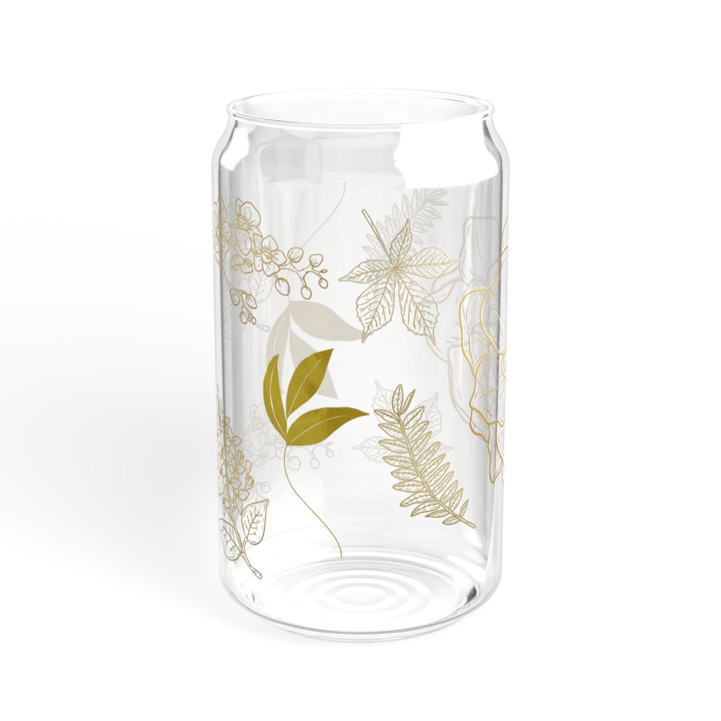 Elegant Gold Bloom 16oz Sipper Glass Luxury | Eco-Friendly | Gift-Ready | Perfect for Special Occasions