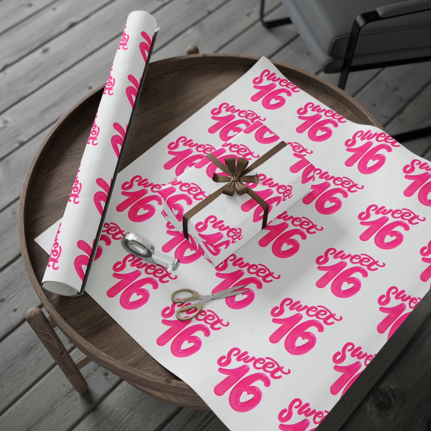 Sweet Sixteen Wrapping Paper Elegant Birthday Gift Wrap