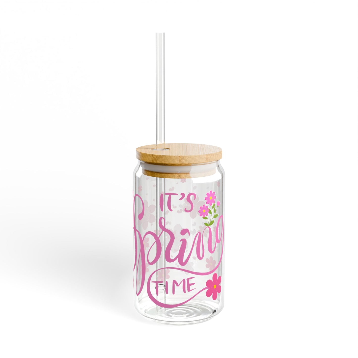 Blush Bloom 16oz Pink Floral Sipper Glass Elegant | Reusable | Gift-Ready | Perfect for Her