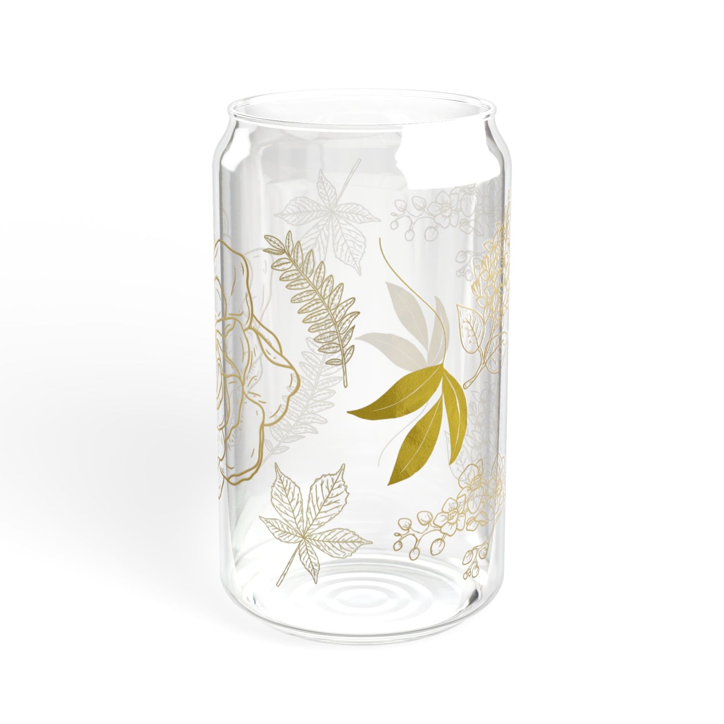 Elegant Gold Bloom 16oz Sipper Glass Luxury | Eco-Friendly | Gift-Ready | Perfect for Special Occasions
