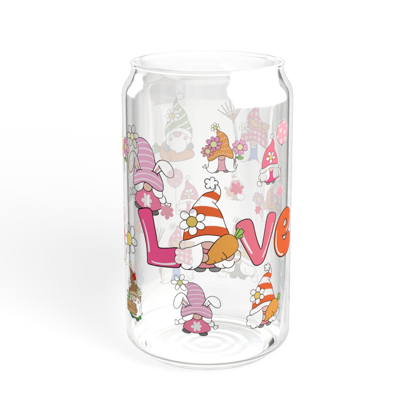 Love & Laughter 16oz Cartoon Sipper Glass Playful | Colorful | Reusable | Perfect for Kids and Gifting