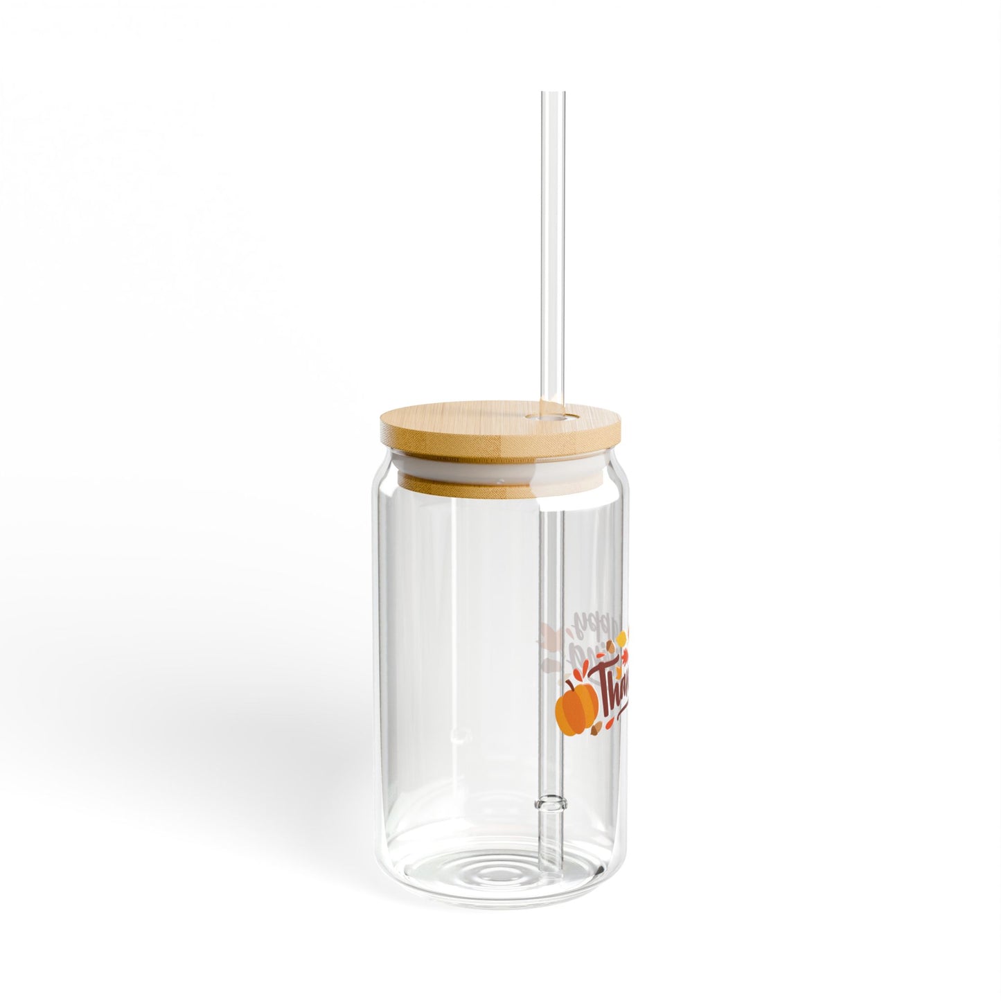 Pumpkin Thanks Thanksgiving Sipper Glass 16oz Festive | Reusable | Eco-Friendly | Autumn-Inspired Drinkware