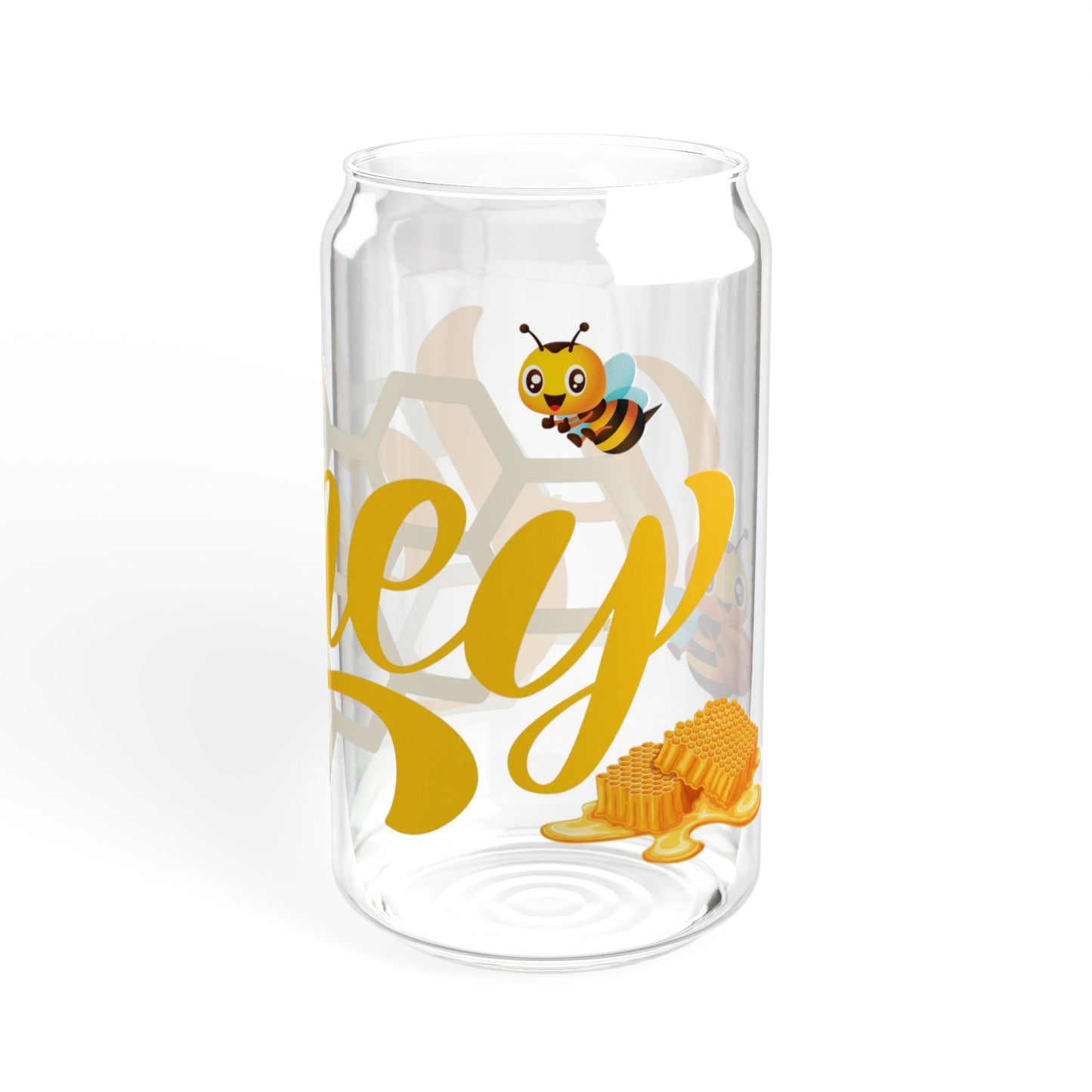 Bee Happy Honey-Themed Sipper Glass 16oz Cheerful | Eco-Friendly | Reusable | Perfect for Summer Sips