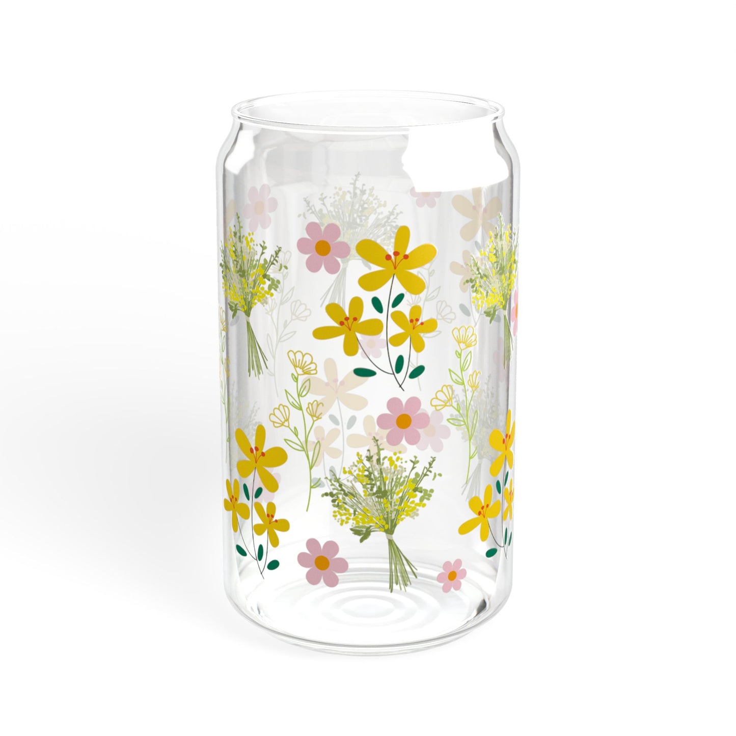 Golden Bloom 16oz Floral Sipper Glass Bright | Thoughtful | Gift-Ready | Perfect for Flower Lovers