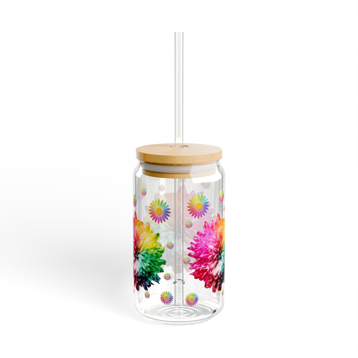 Misty Bloom 16oz Colorful Floral Sipper Glass Durable | Eco-Friendly | BPA-Free | Made for Everyday Elegance