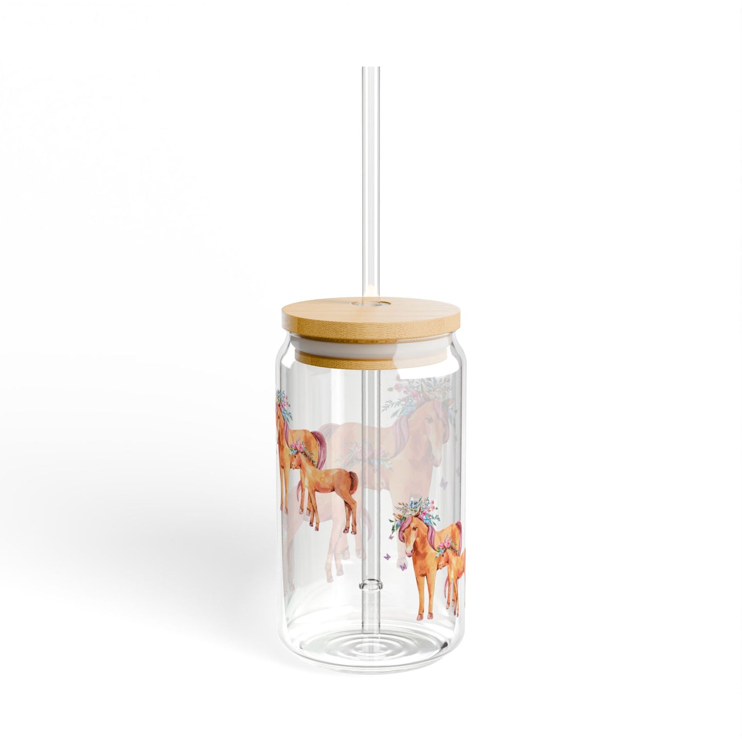Happy Hooves Horse-Themed Sipper Glass 16oz Fun | Reusable | Family-Friendly | Perfect for Animal Lovers