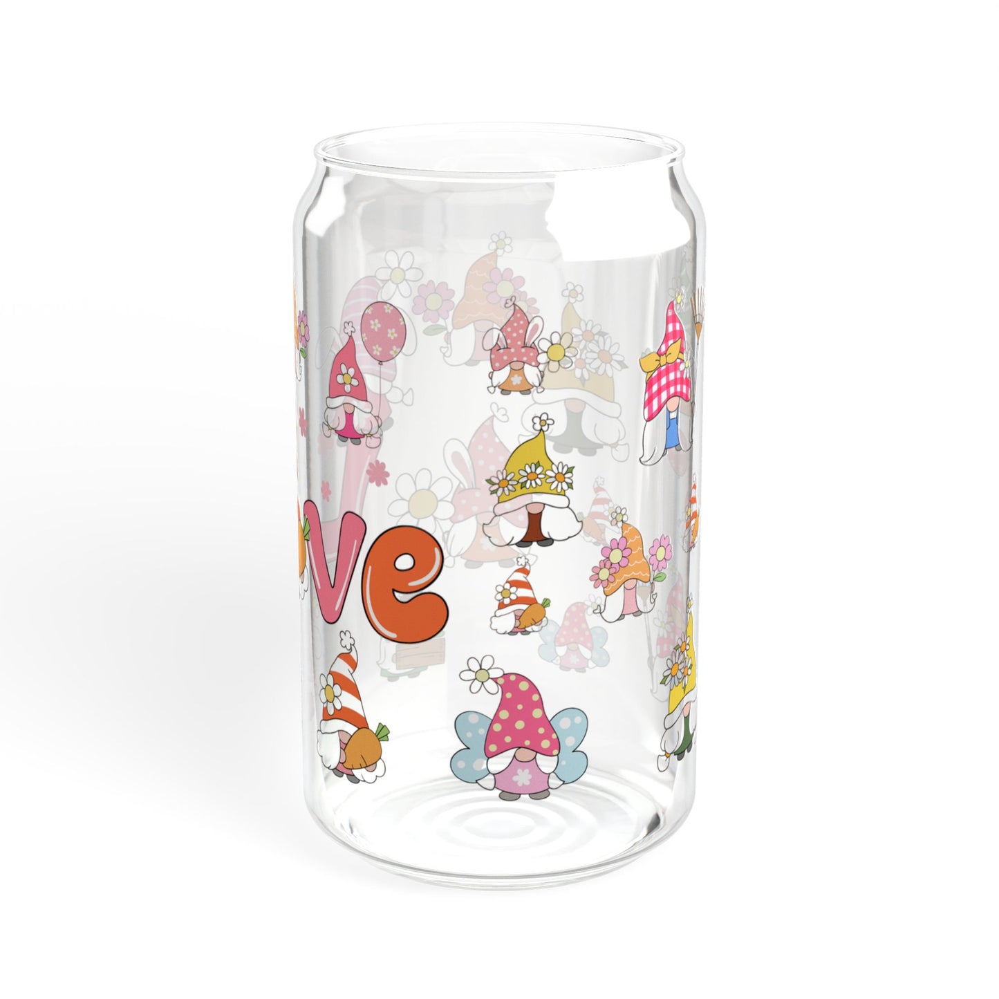 Love & Laughter 16oz Cartoon Sipper Glass Playful | Colorful | Reusable | Perfect for Kids and Gifting