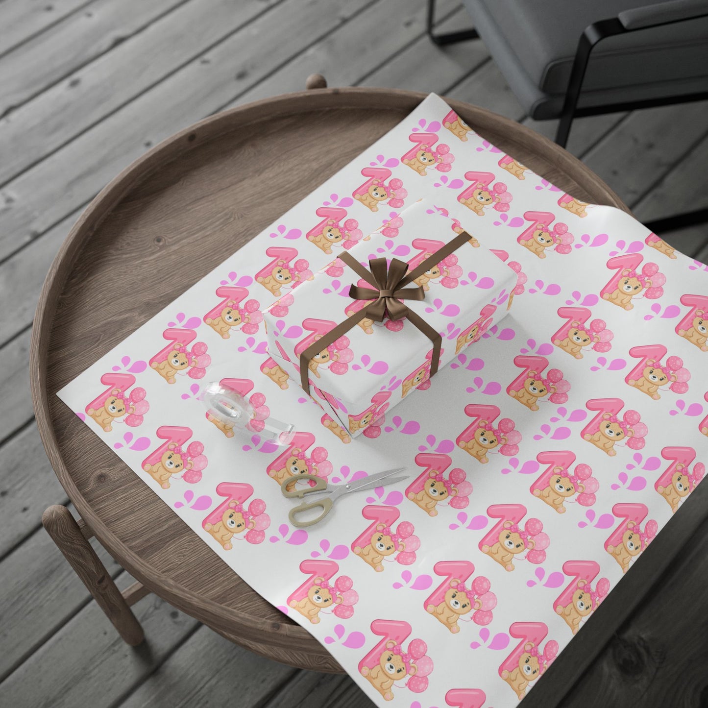 Happy First Birthday Pink Wrapping Paper Cute Gift Wrap for Girls