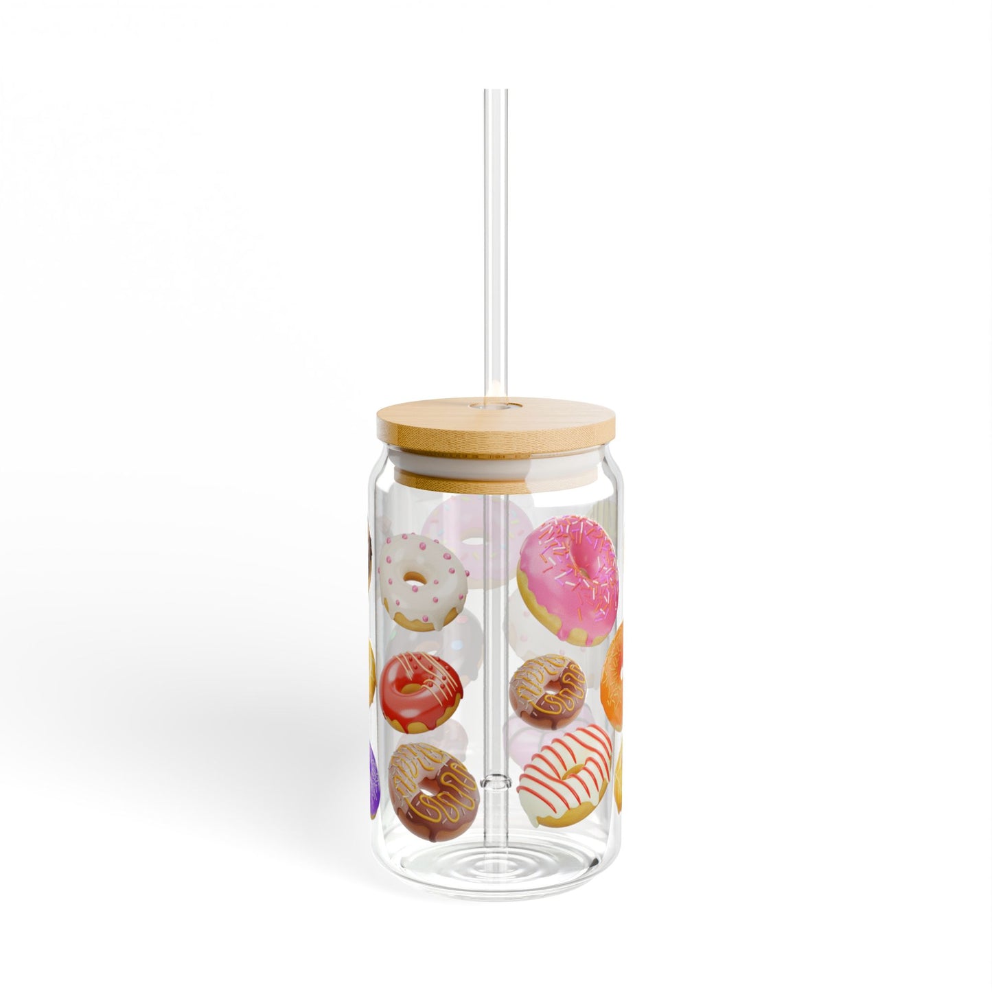 Sweet Sip 16oz Donut-Themed Sipper Glass Fun | Colorful | Reusable | Perfect for Donut Lovers