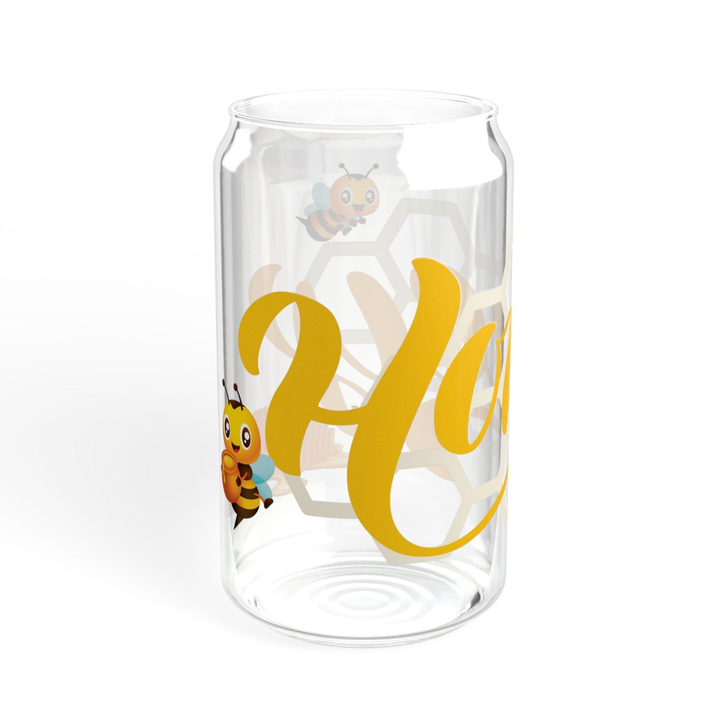 Bee Happy Honey-Themed Sipper Glass 16oz Cheerful | Eco-Friendly | Reusable | Perfect for Summer Sips