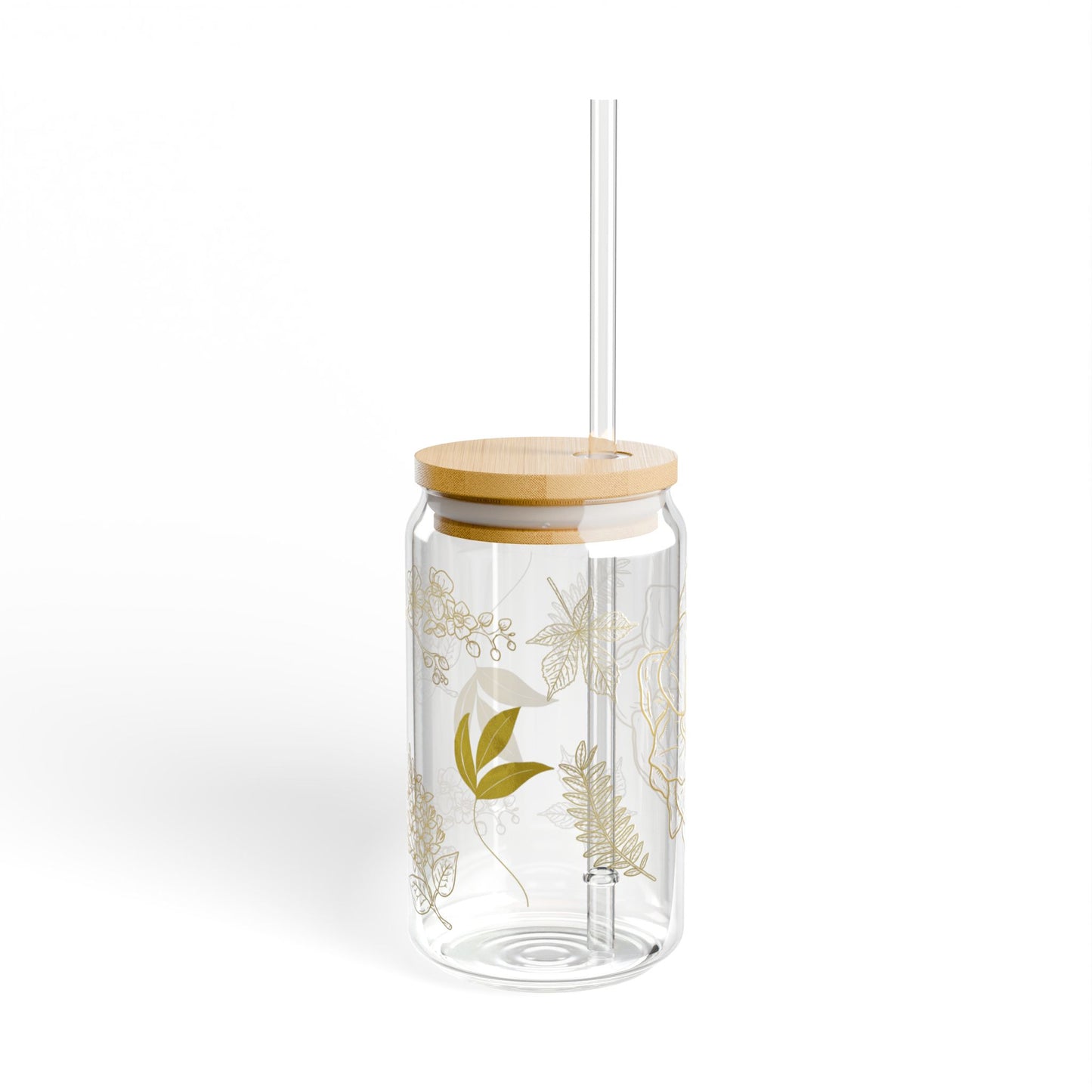 Elegant Gold Bloom 16oz Sipper Glass Luxury | Eco-Friendly | Gift-Ready | Perfect for Special Occasions
