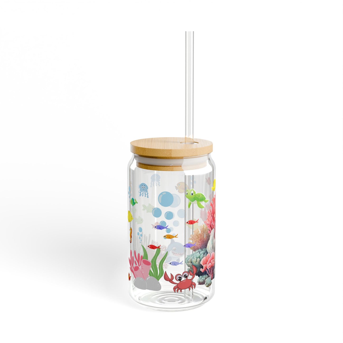 Ocean Sips 16oz Sipper Glass with Colorful Fish Design Refreshing | Durable | Eco-Friendly | Inspired by the Sea