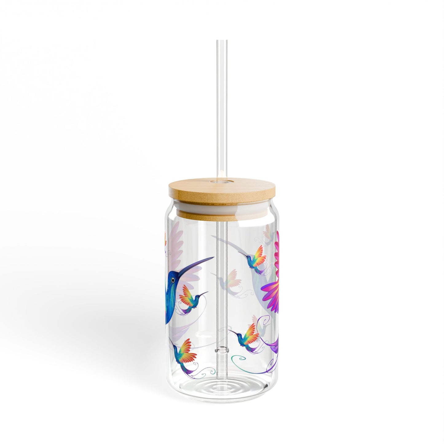 Bluebird Breeze 16oz Colorful Bird Sipper Glass Charming | Eco-Friendly | Durable | Made for Everyday Delight