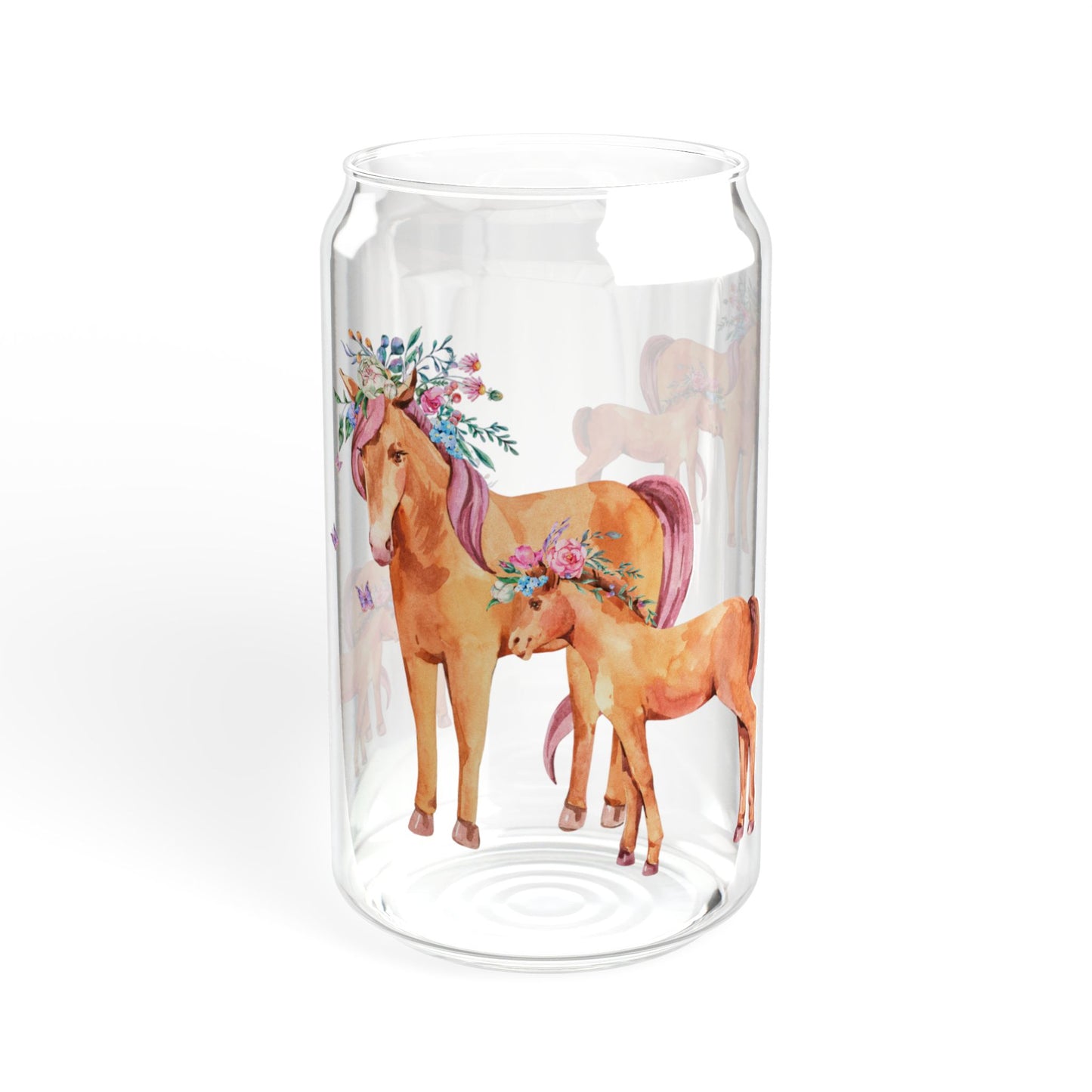 Happy Hooves Horse-Themed Sipper Glass 16oz Fun | Reusable | Family-Friendly | Perfect for Animal Lovers