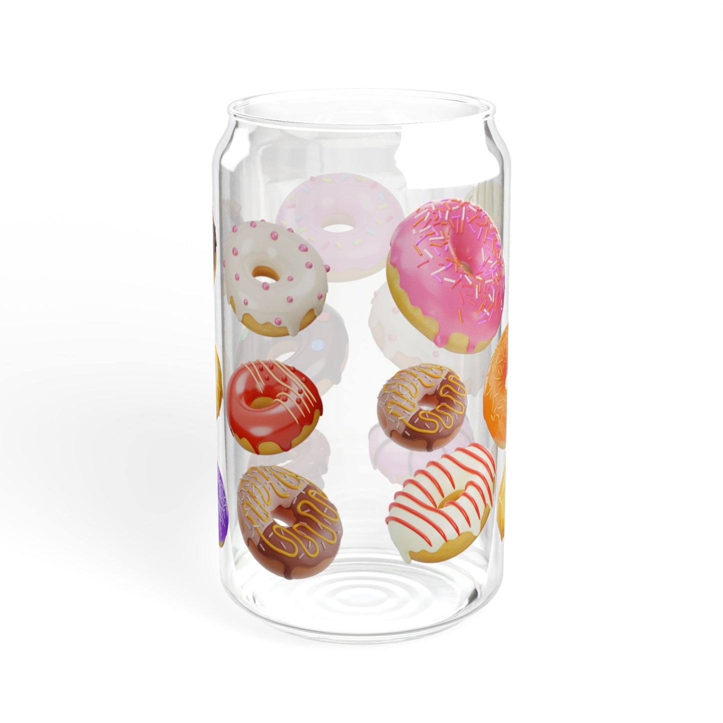 Sweet Sip 16oz Donut-Themed Sipper Glass Fun | Colorful | Reusable | Perfect for Donut Lovers