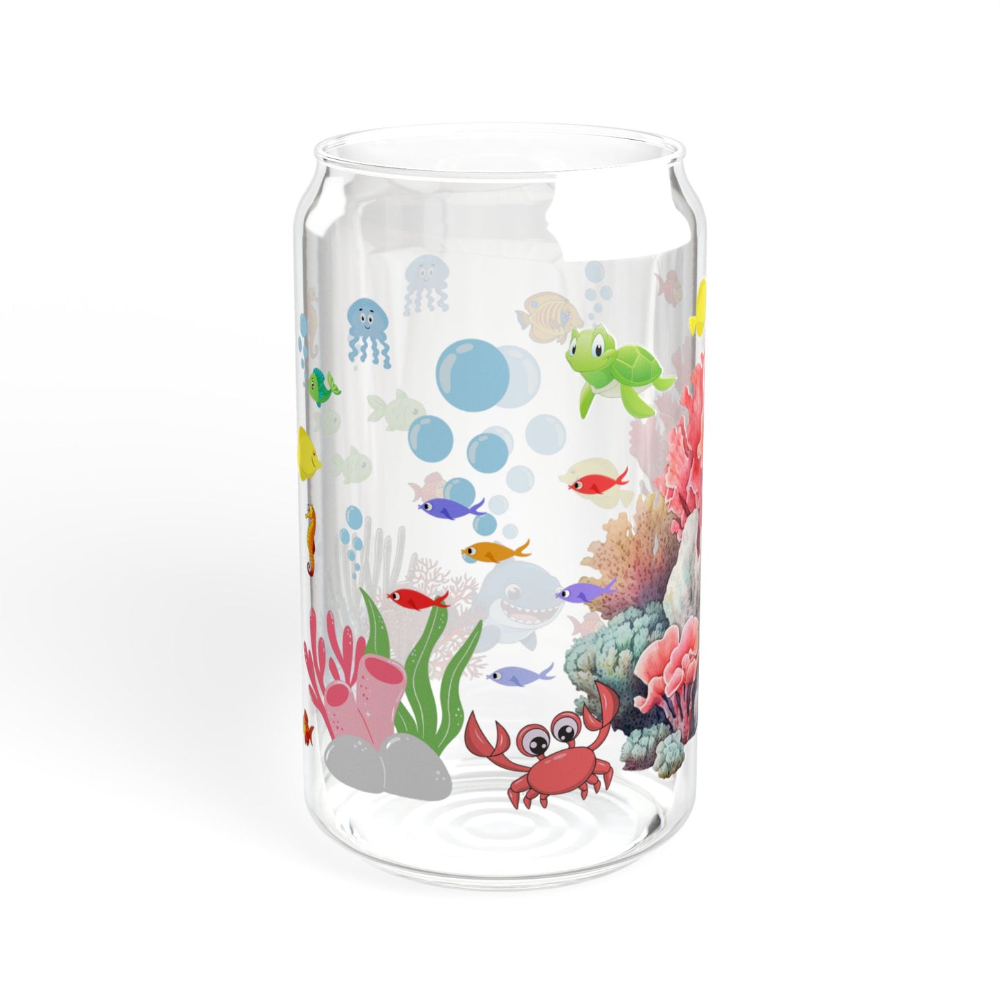 Ocean Sips 16oz Sipper Glass with Colorful Fish Design Refreshing | Durable | Eco-Friendly | Inspired by the Sea