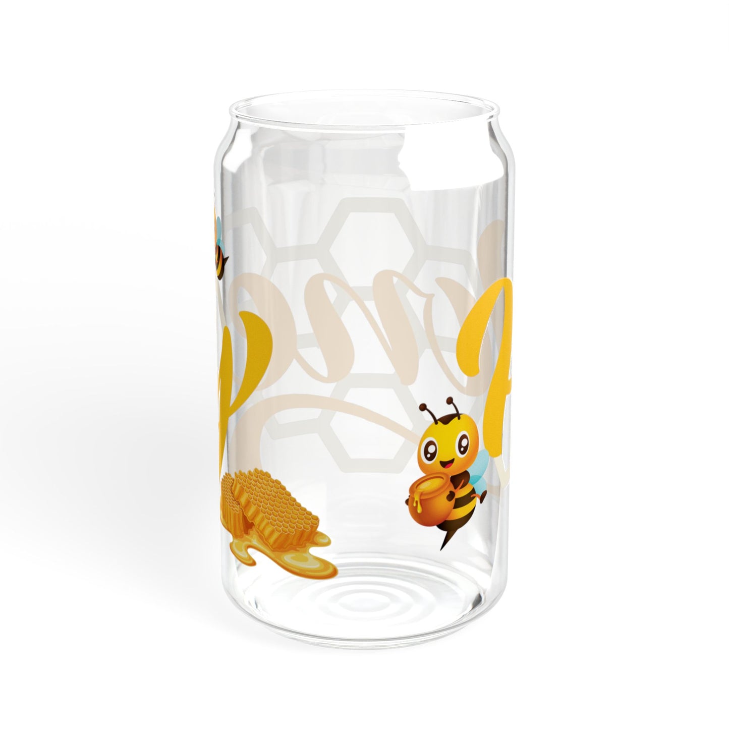 Bee Happy Honey-Themed Sipper Glass 16oz Cheerful | Eco-Friendly | Reusable | Perfect for Summer Sips