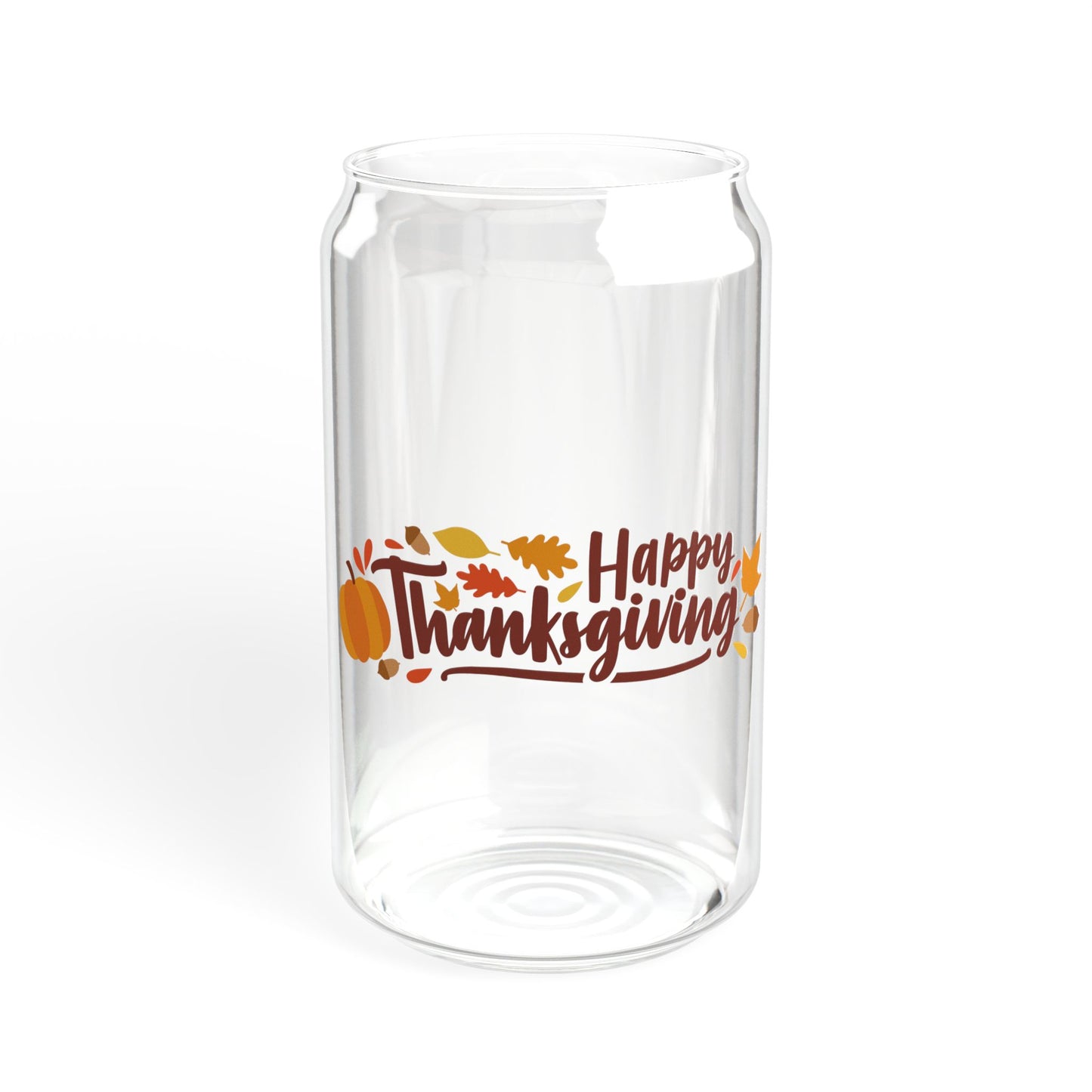 Pumpkin Thanks Thanksgiving Sipper Glass 16oz Festive | Reusable | Eco-Friendly | Autumn-Inspired Drinkware