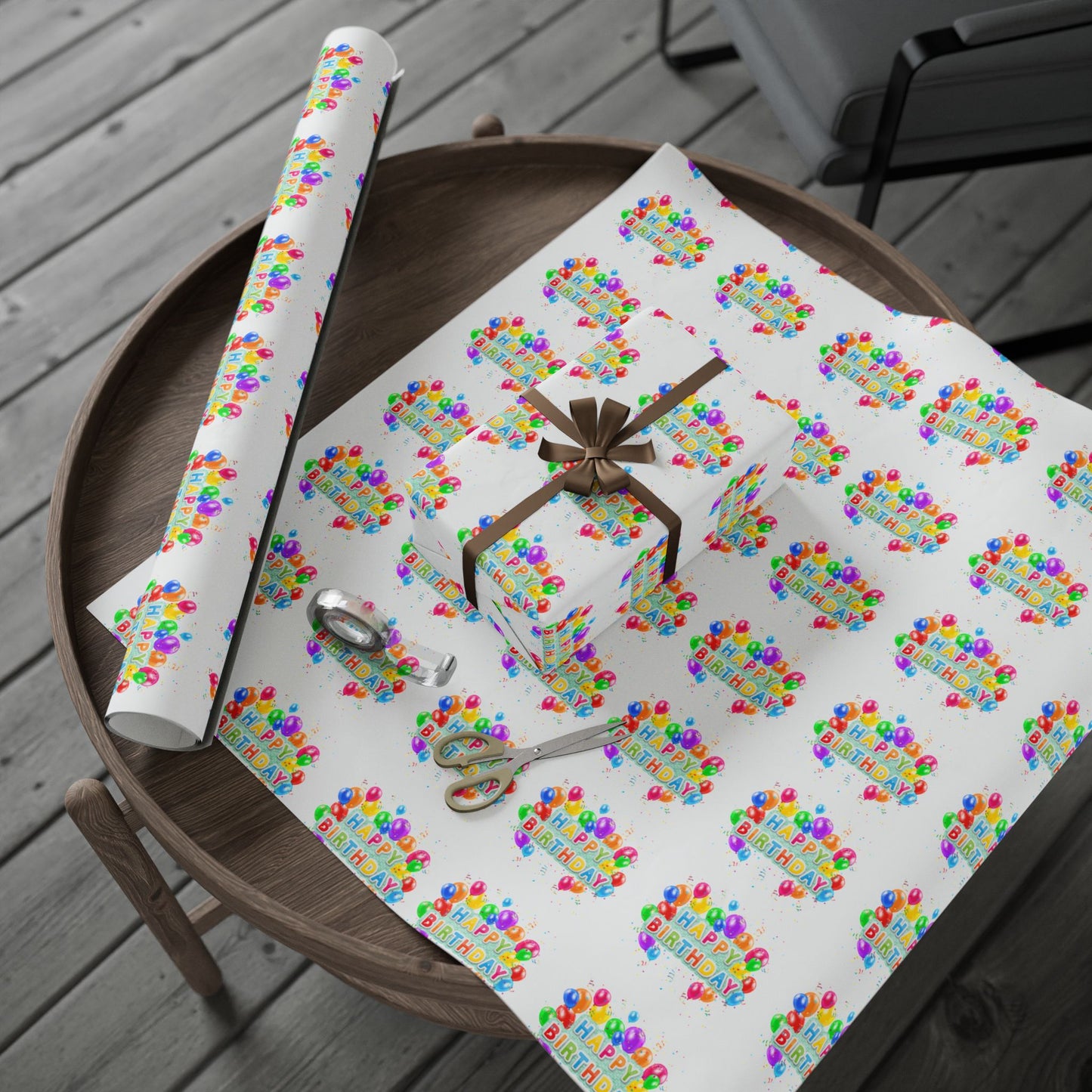 Happy Birthday Balloons Wrapping Paper Colorful Gift Wrap for Parties
