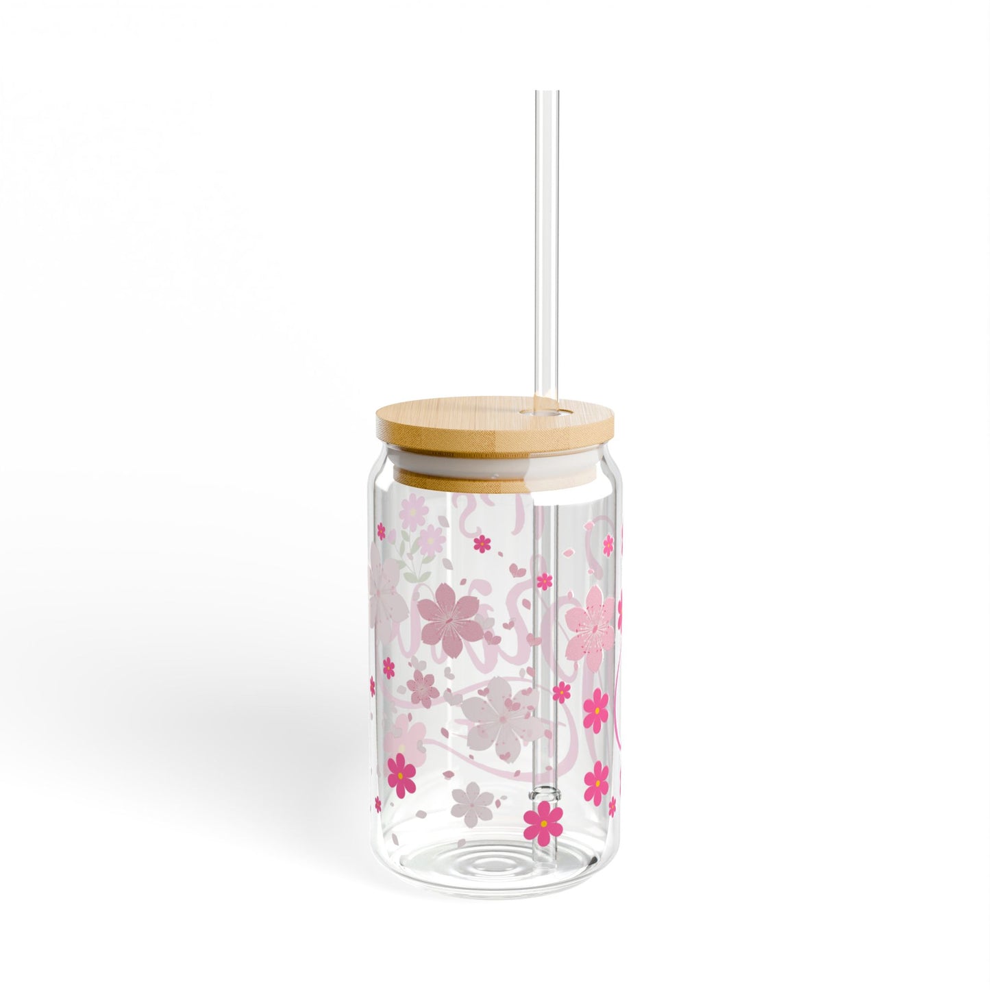 Blush Bloom 16oz Pink Floral Sipper Glass Elegant | Reusable | Gift-Ready | Perfect for Her