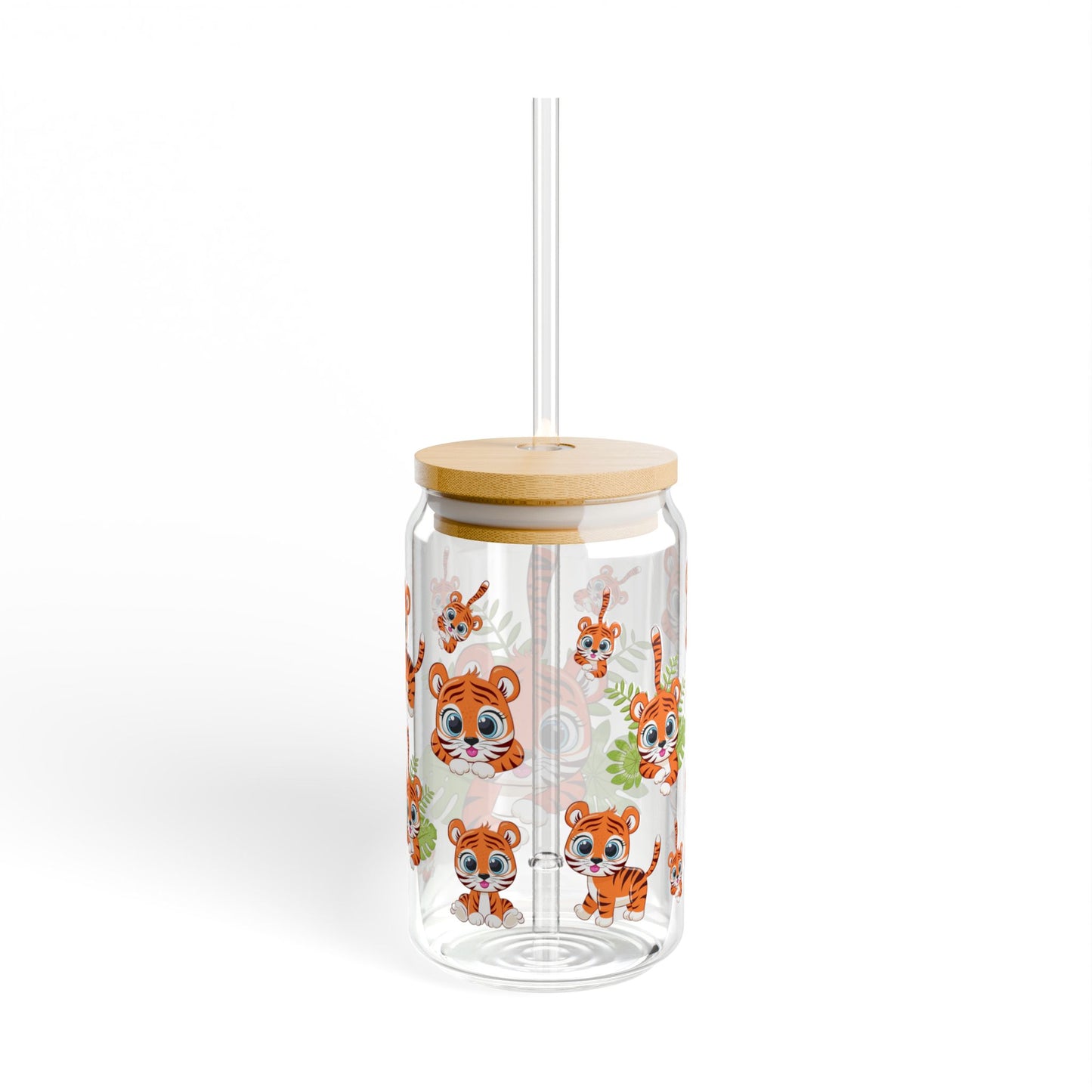 Tiger Tumbler Cute 16oz Sipper Glass Playful | Eco-Friendly | Kid-Friendly | Perfect for Animal Lovers