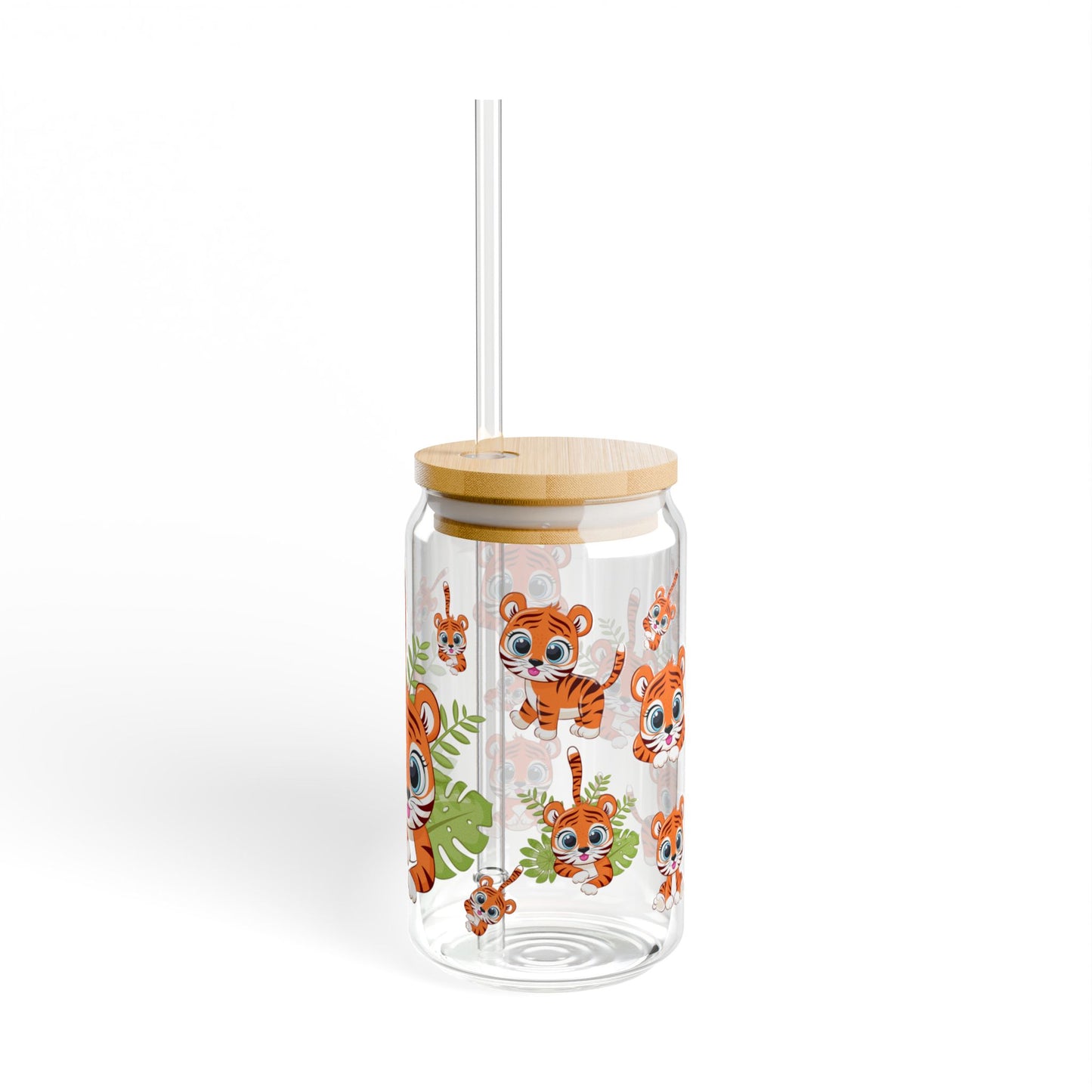 Tiger Tumbler Cute 16oz Sipper Glass Playful | Eco-Friendly | Kid-Friendly | Perfect for Animal Lovers