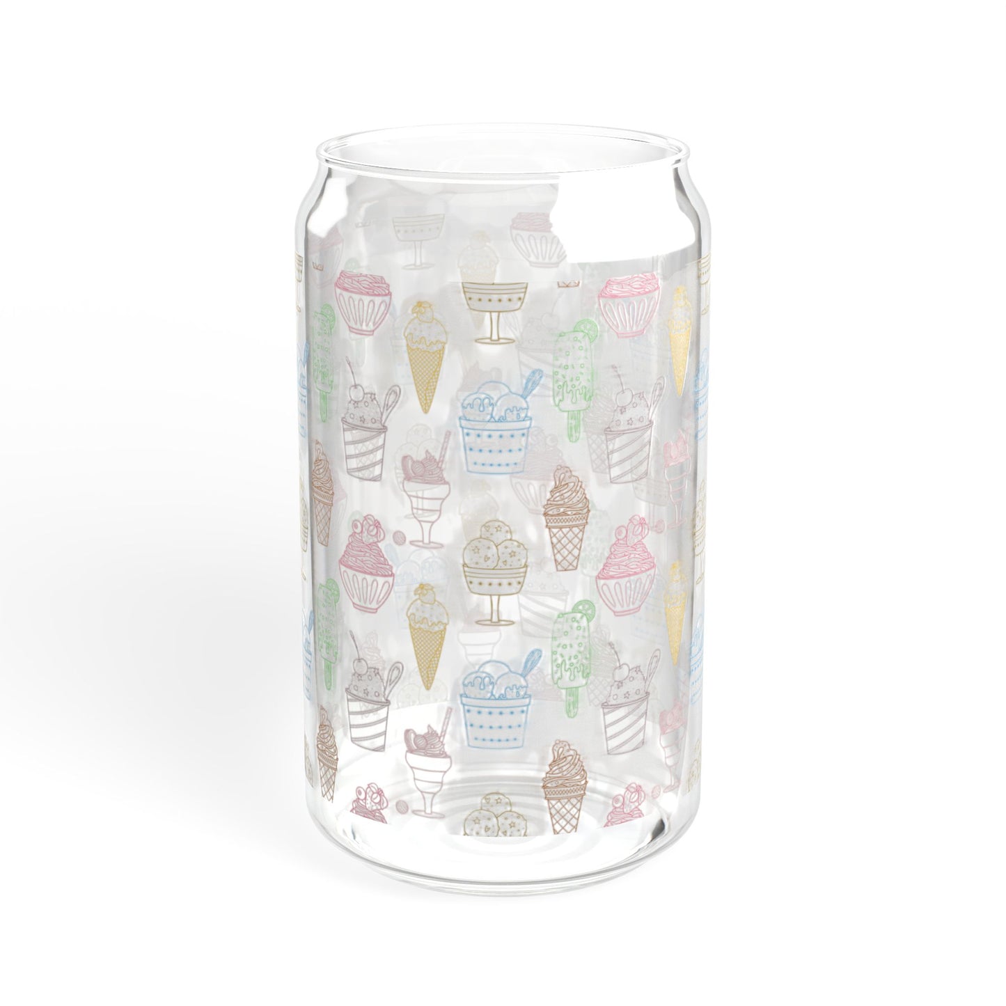 Sweet Chill 16oz Colorful Ice Cream Sipper Glass Playful | Reusable | Eco-Friendly | Perfect for Summer Fun