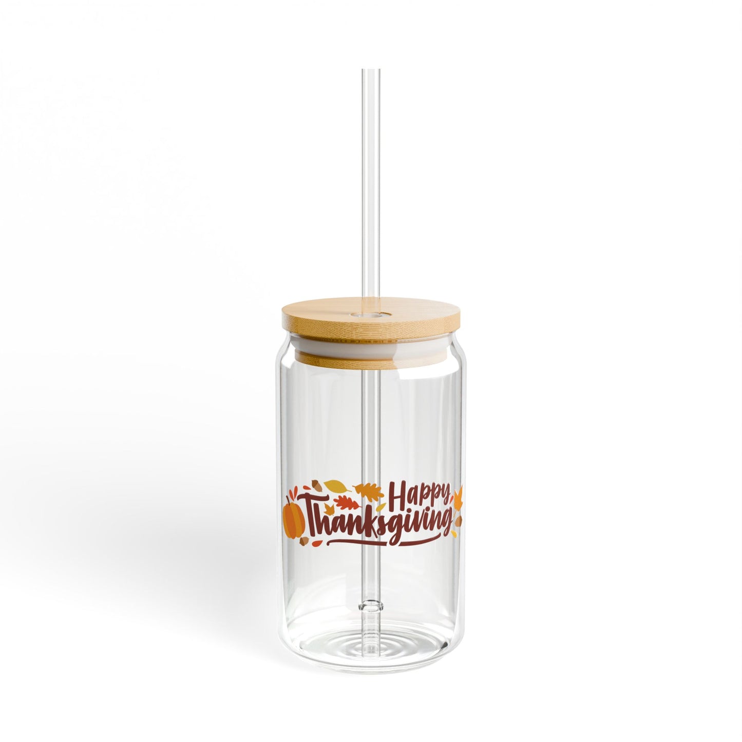 Pumpkin Thanks Thanksgiving Sipper Glass 16oz Festive | Reusable | Eco-Friendly | Autumn-Inspired Drinkware