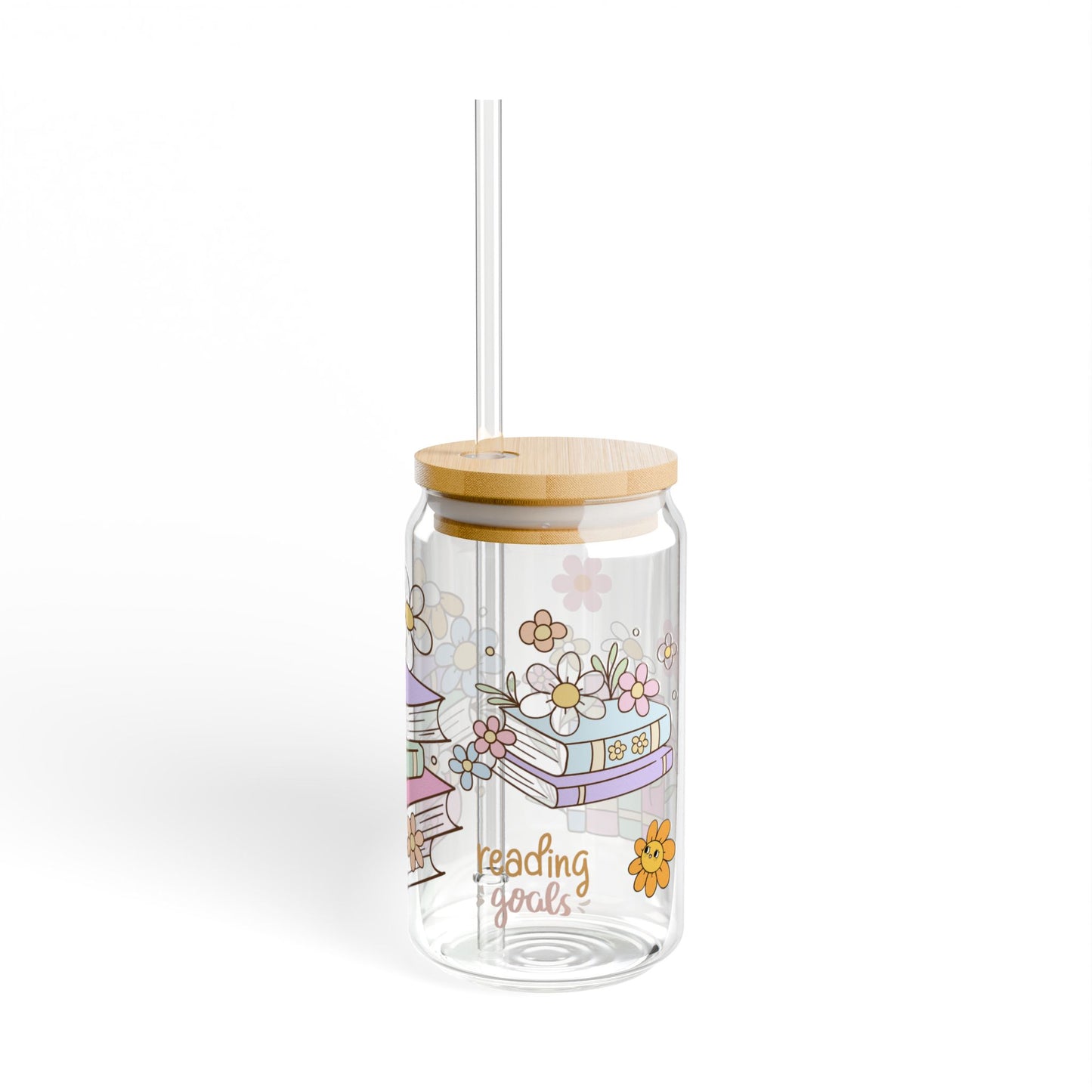 Floral Chapters 16oz Sipper Glass for Book Lovers Stylish | Eco-Friendly | Gift-Ready | Perfect for Cozy Moments