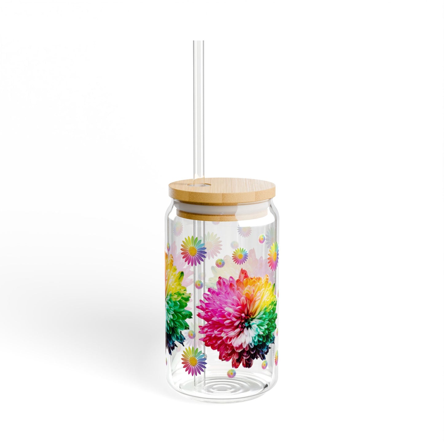 Misty Bloom 16oz Colorful Floral Sipper Glass Durable | Eco-Friendly | BPA-Free | Made for Everyday Elegance