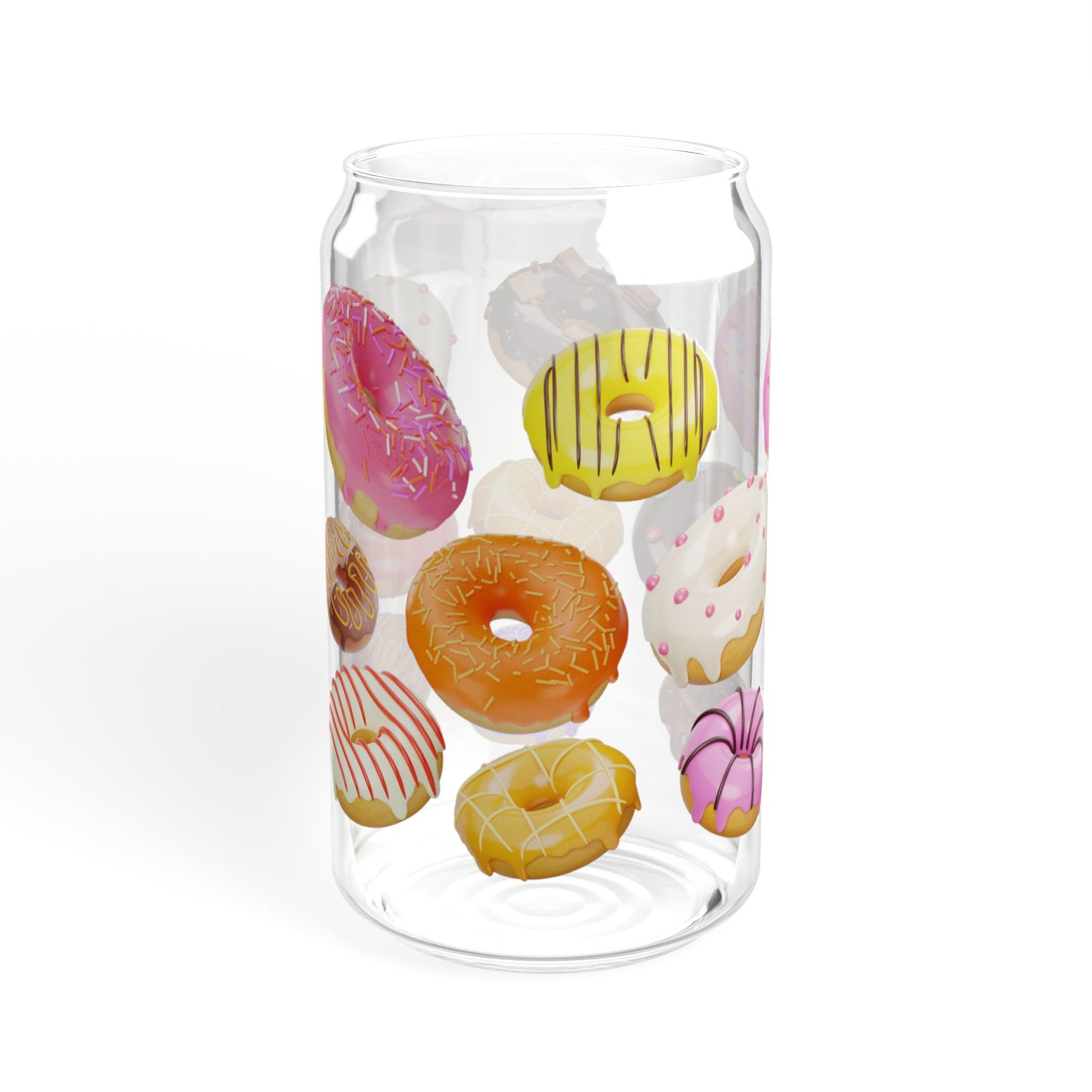 Sweet Sip 16oz Donut-Themed Sipper Glass Fun | Colorful | Reusable | Perfect for Donut Lovers