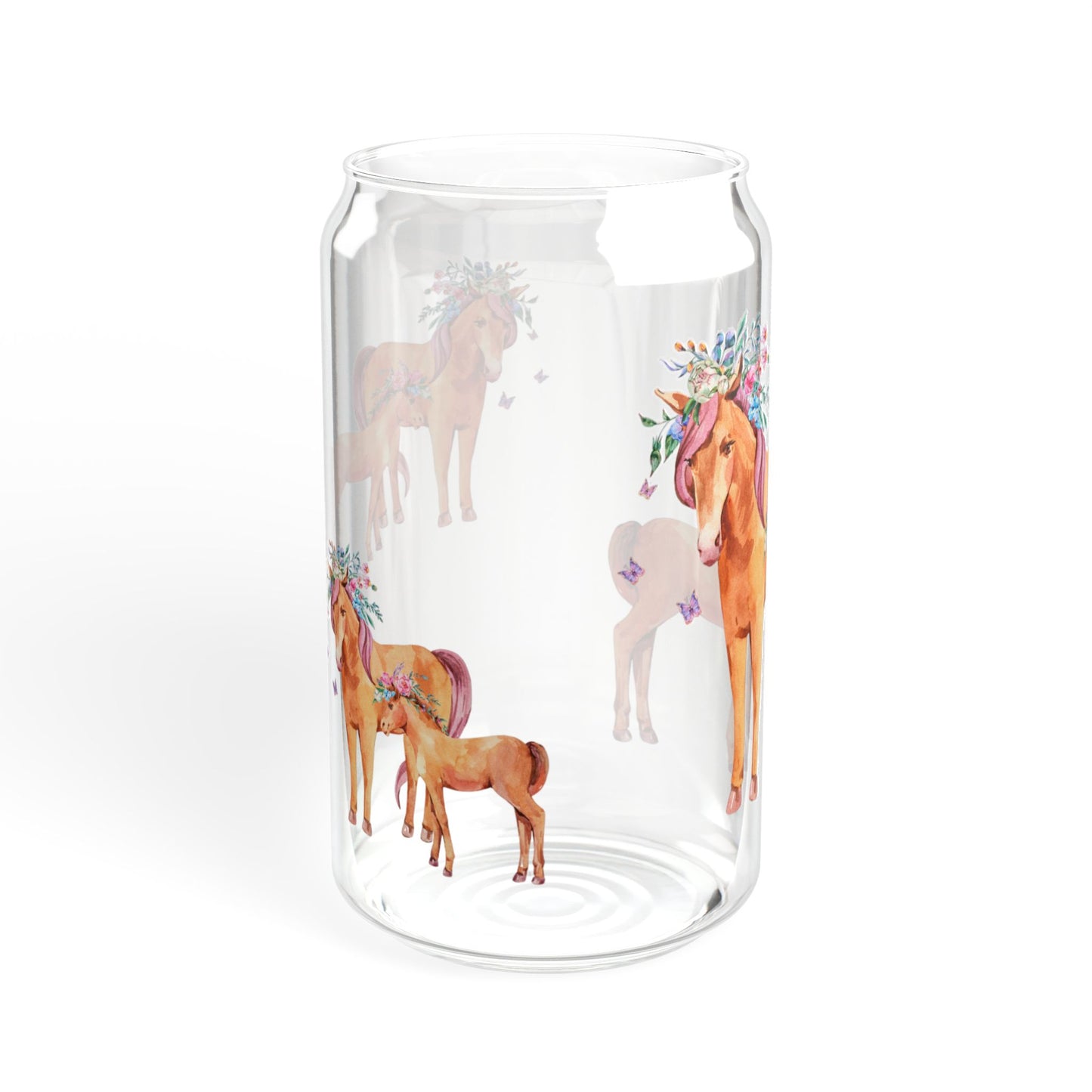 Happy Hooves Horse-Themed Sipper Glass 16oz Fun | Reusable | Family-Friendly | Perfect for Animal Lovers