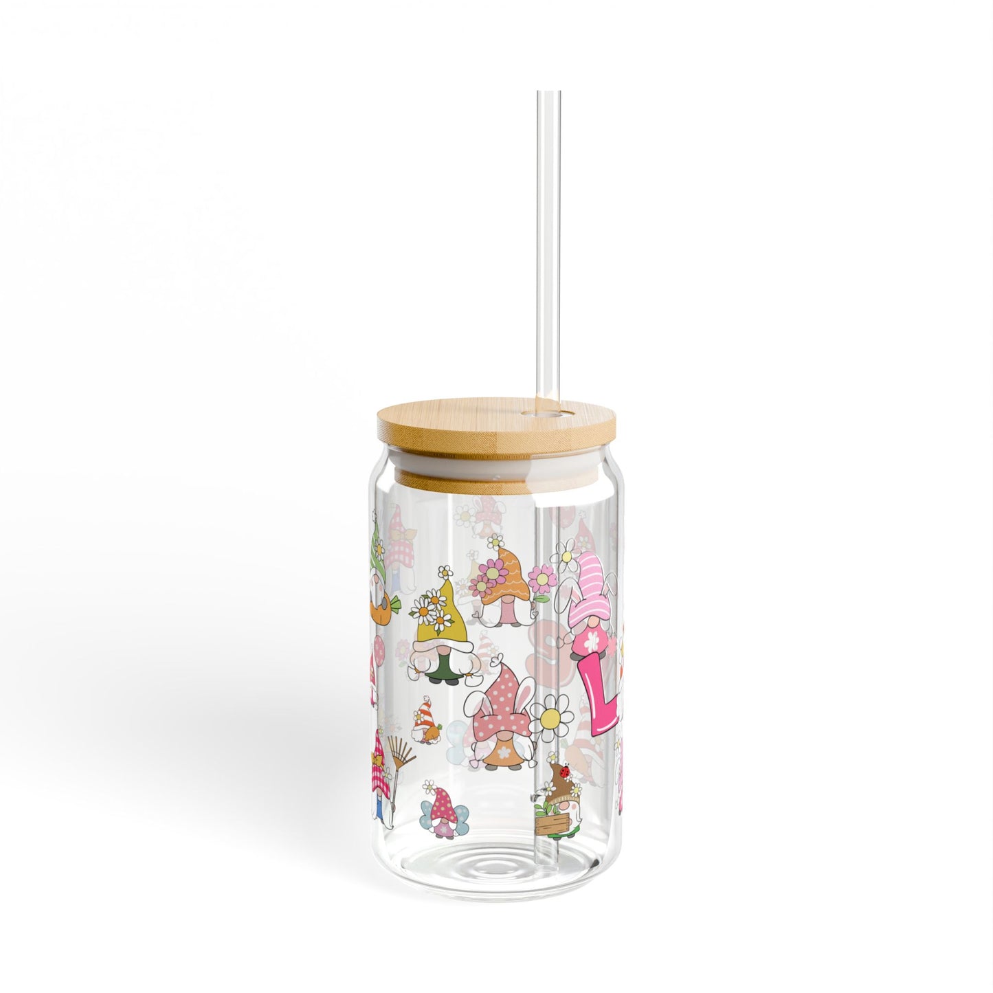 Love & Laughter 16oz Cartoon Sipper Glass Playful | Colorful | Reusable | Perfect for Kids and Gifting