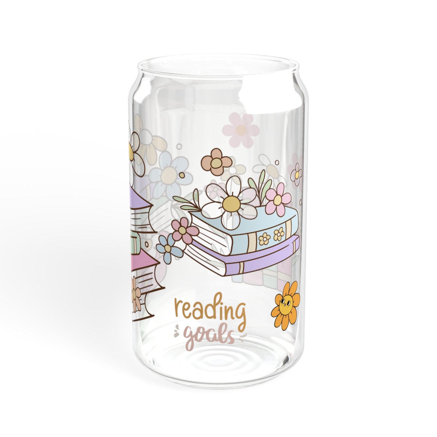 Floral Chapters 16oz Sipper Glass for Book Lovers Stylish | Eco-Friendly | Gift-Ready | Perfect for Cozy Moments