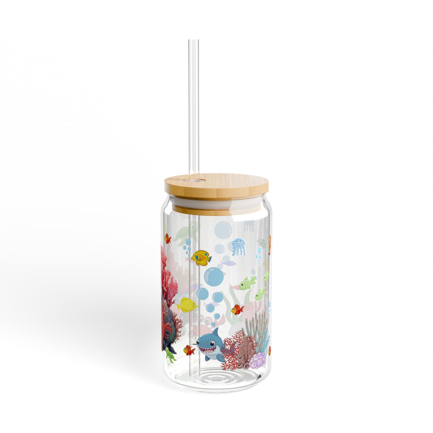 Ocean Sips 16oz Sipper Glass with Colorful Fish Design Refreshing | Durable | Eco-Friendly | Inspired by the Sea