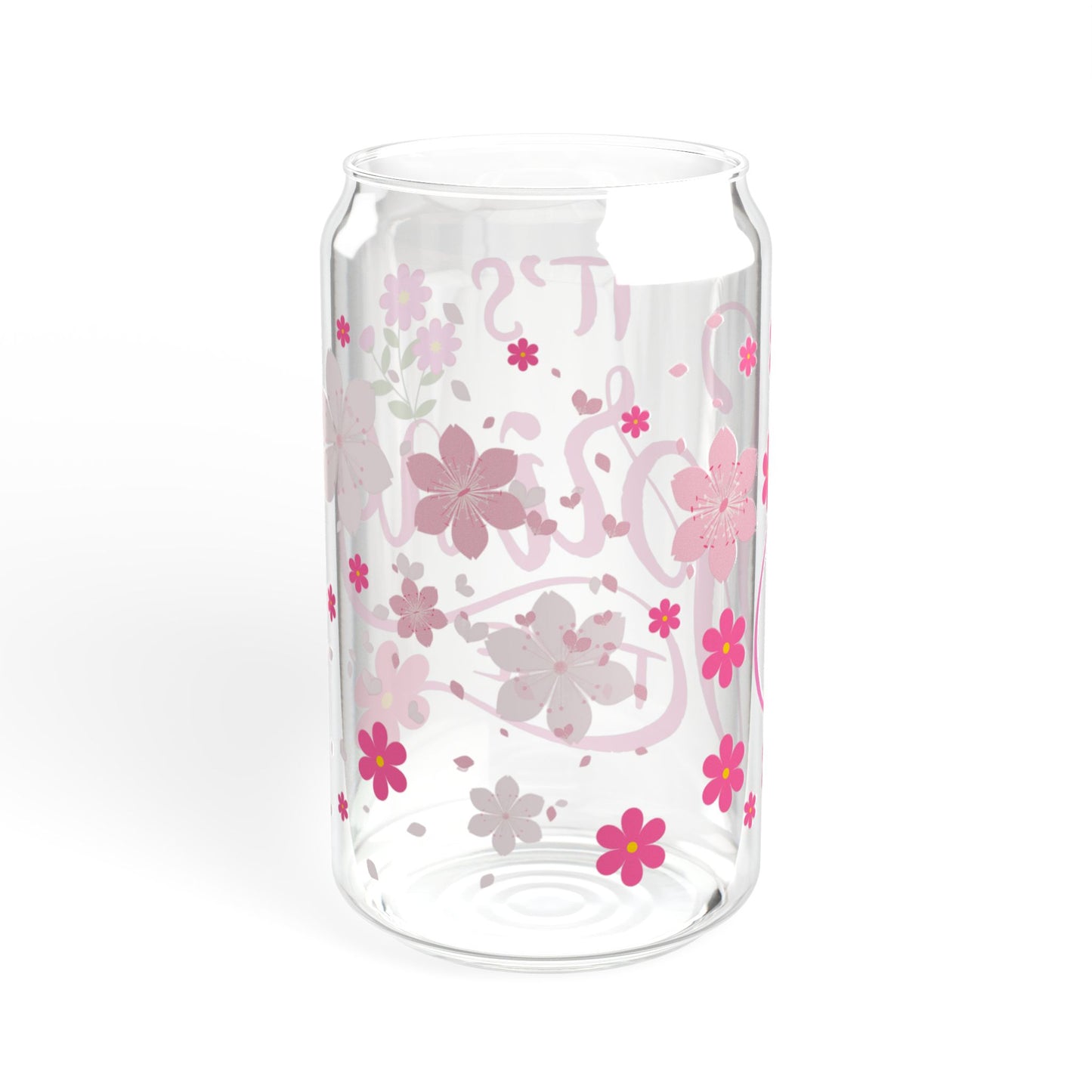 Blush Bloom 16oz Pink Floral Sipper Glass Elegant | Reusable | Gift-Ready | Perfect for Her