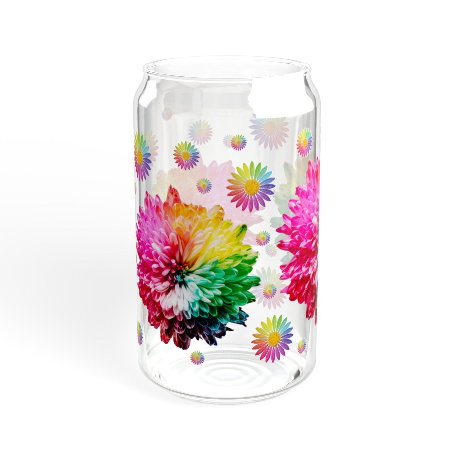 Misty Bloom 16oz Colorful Floral Sipper Glass Durable | Eco-Friendly | BPA-Free | Made for Everyday Elegance