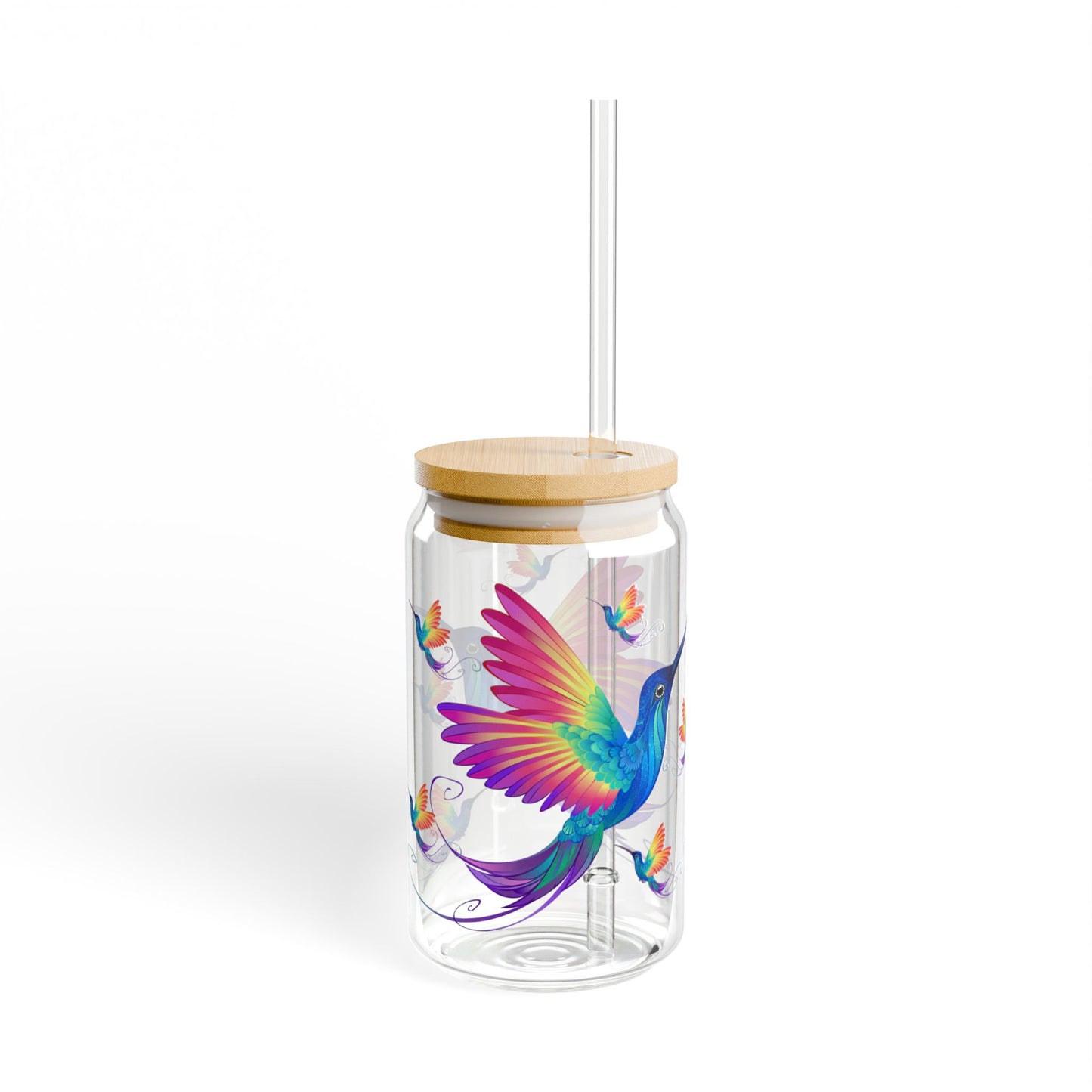 Bluebird Breeze 16oz Colorful Bird Sipper Glass Charming | Eco-Friendly | Durable | Made for Everyday Delight