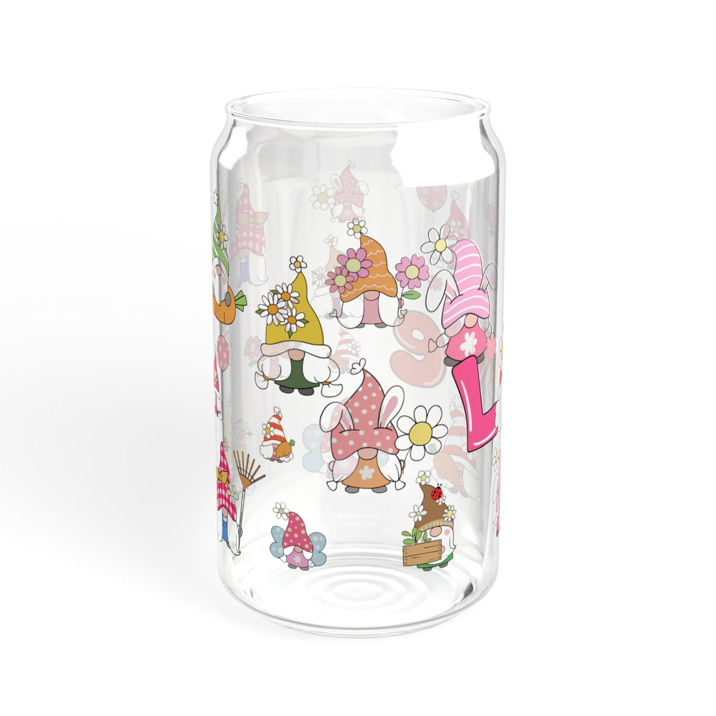 Love & Laughter 16oz Cartoon Sipper Glass Playful | Colorful | Reusable | Perfect for Kids and Gifting