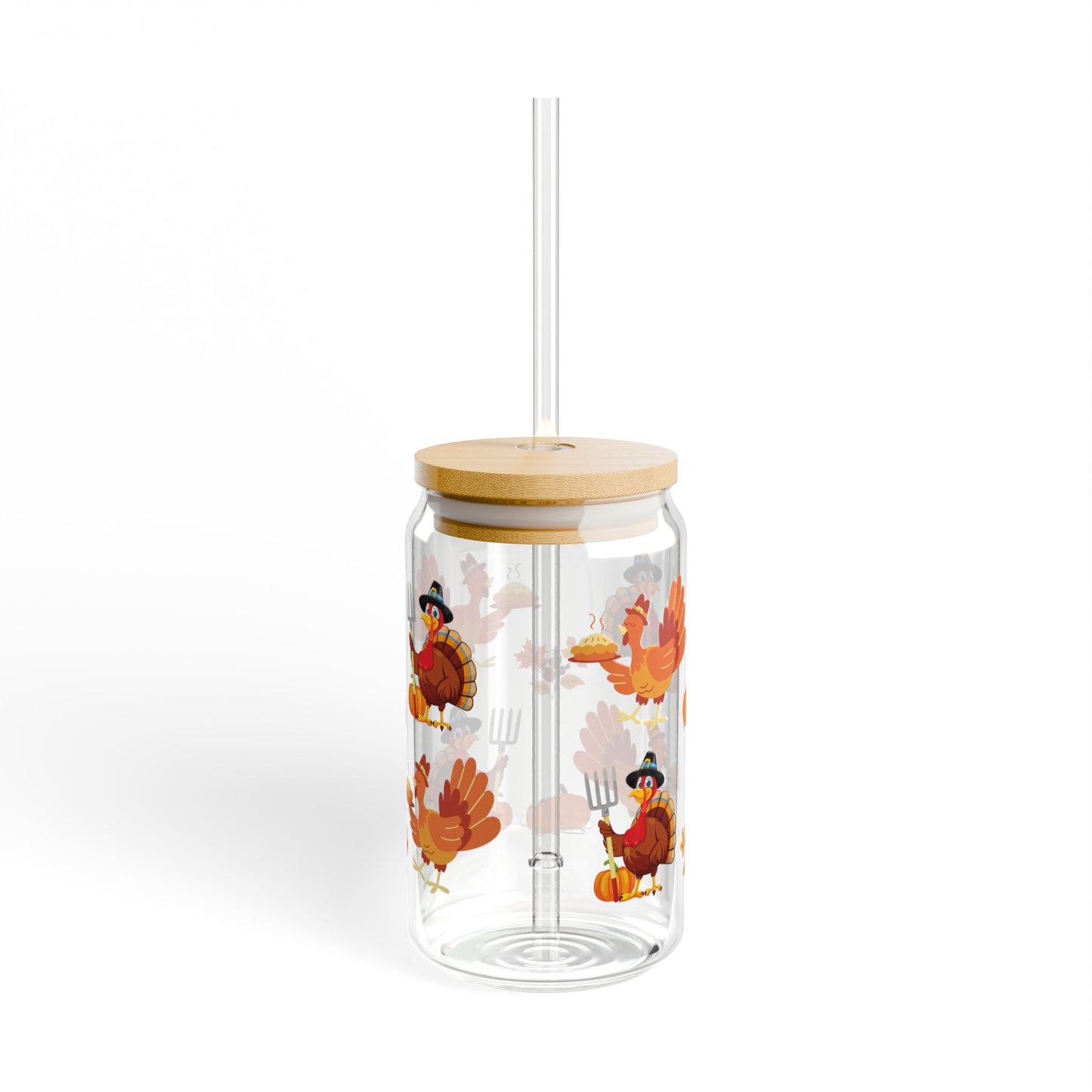 Turkey Tumbler Thanksgiving Sipper Glass 16oz Festive | Reusable | Eco-Friendly | Fall Decor Favorite