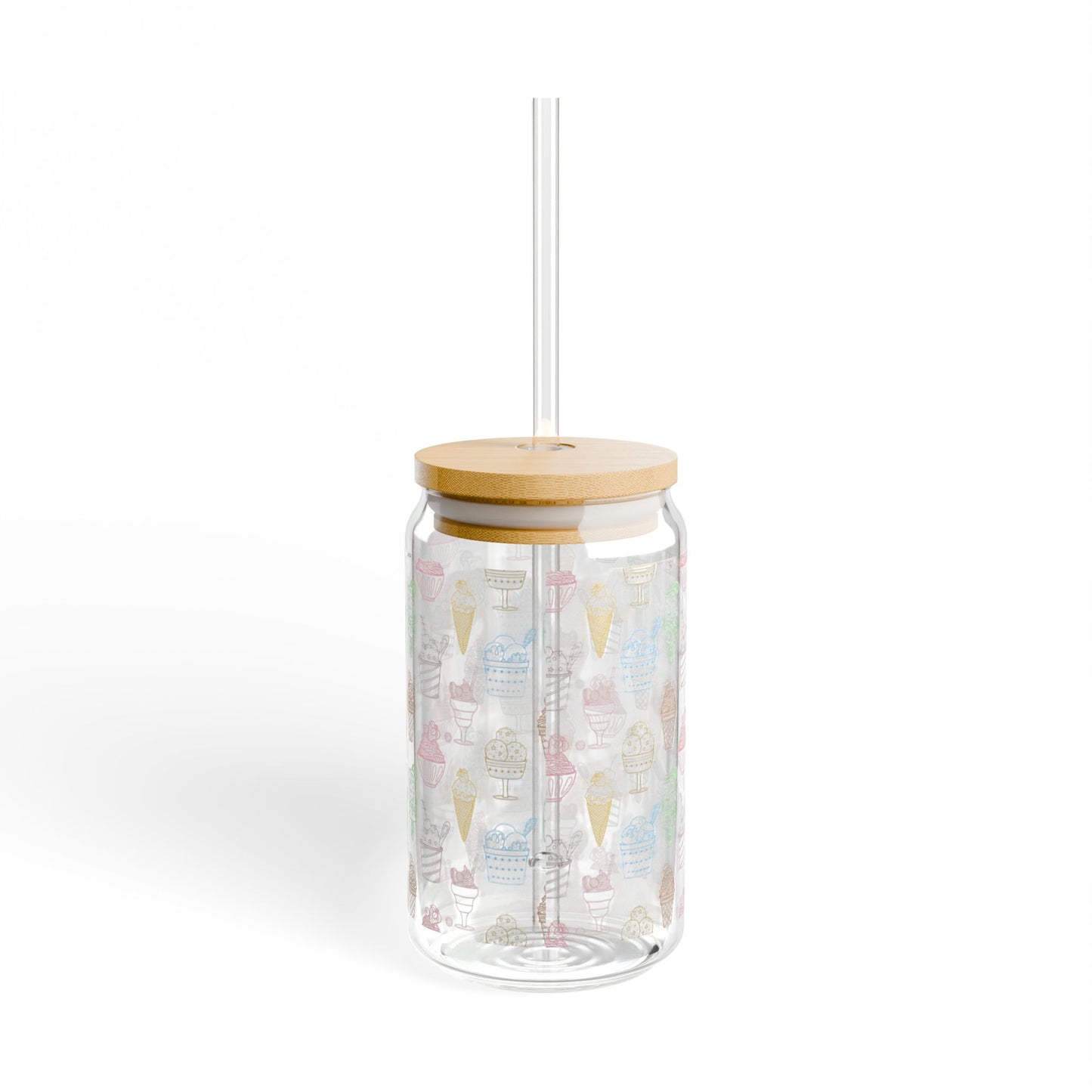Sweet Chill 16oz Colorful Ice Cream Sipper Glass Playful | Reusable | Eco-Friendly | Perfect for Summer Fun